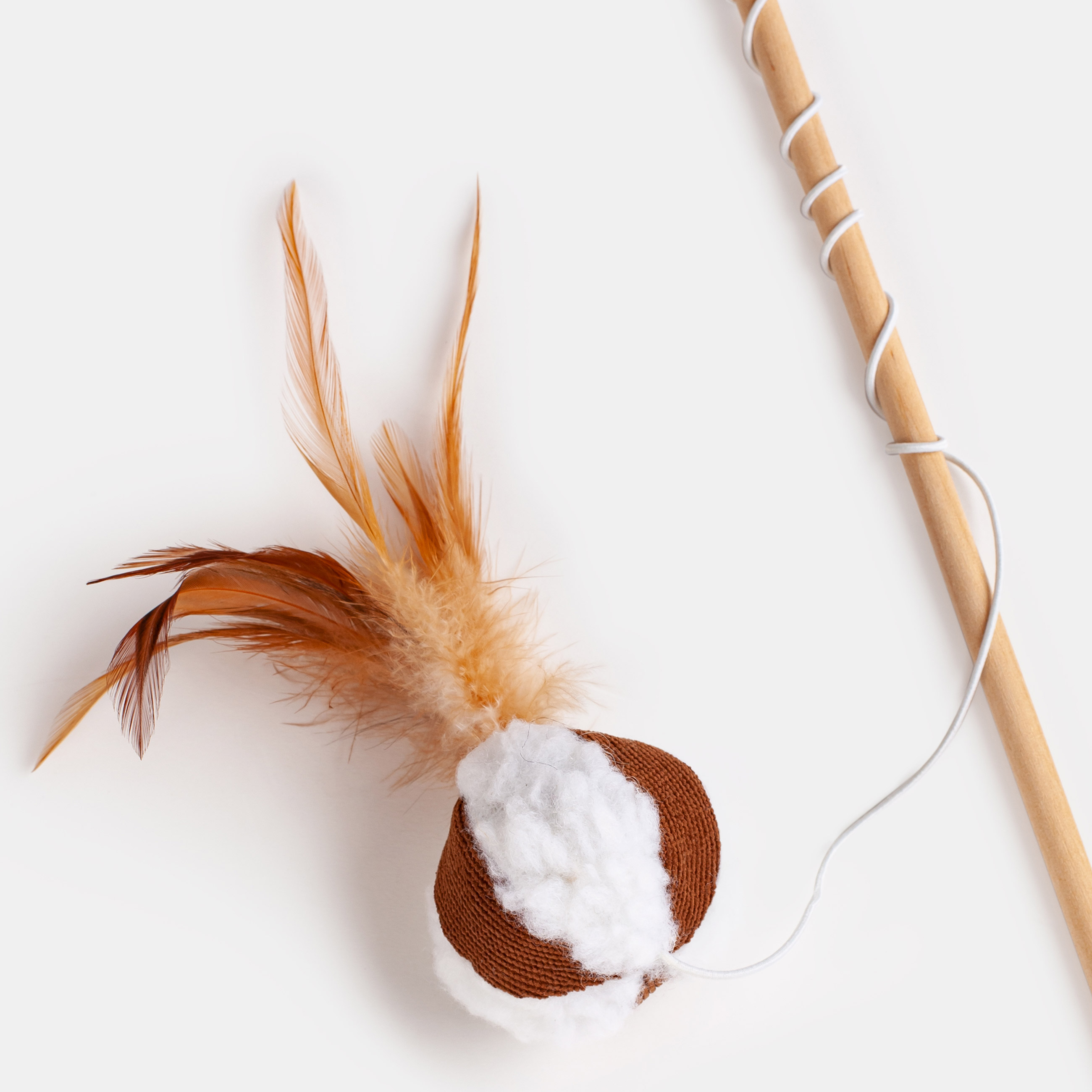 Cat Fishing Rod Toy, 1.1 m, with feathers, Wood / Polyester, Ball, Playful cat изображение № 4
