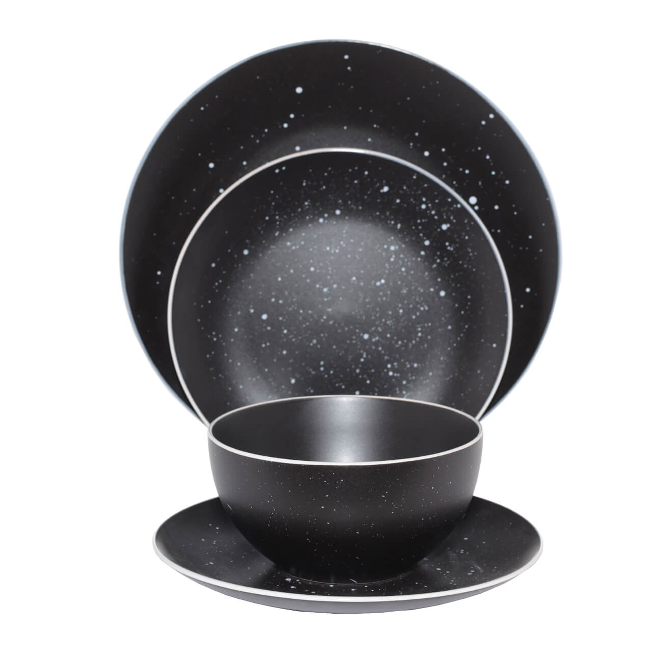 Dining set, 6 pers, 18 pr, ceramic, black, speckled, Particle изображение № 1