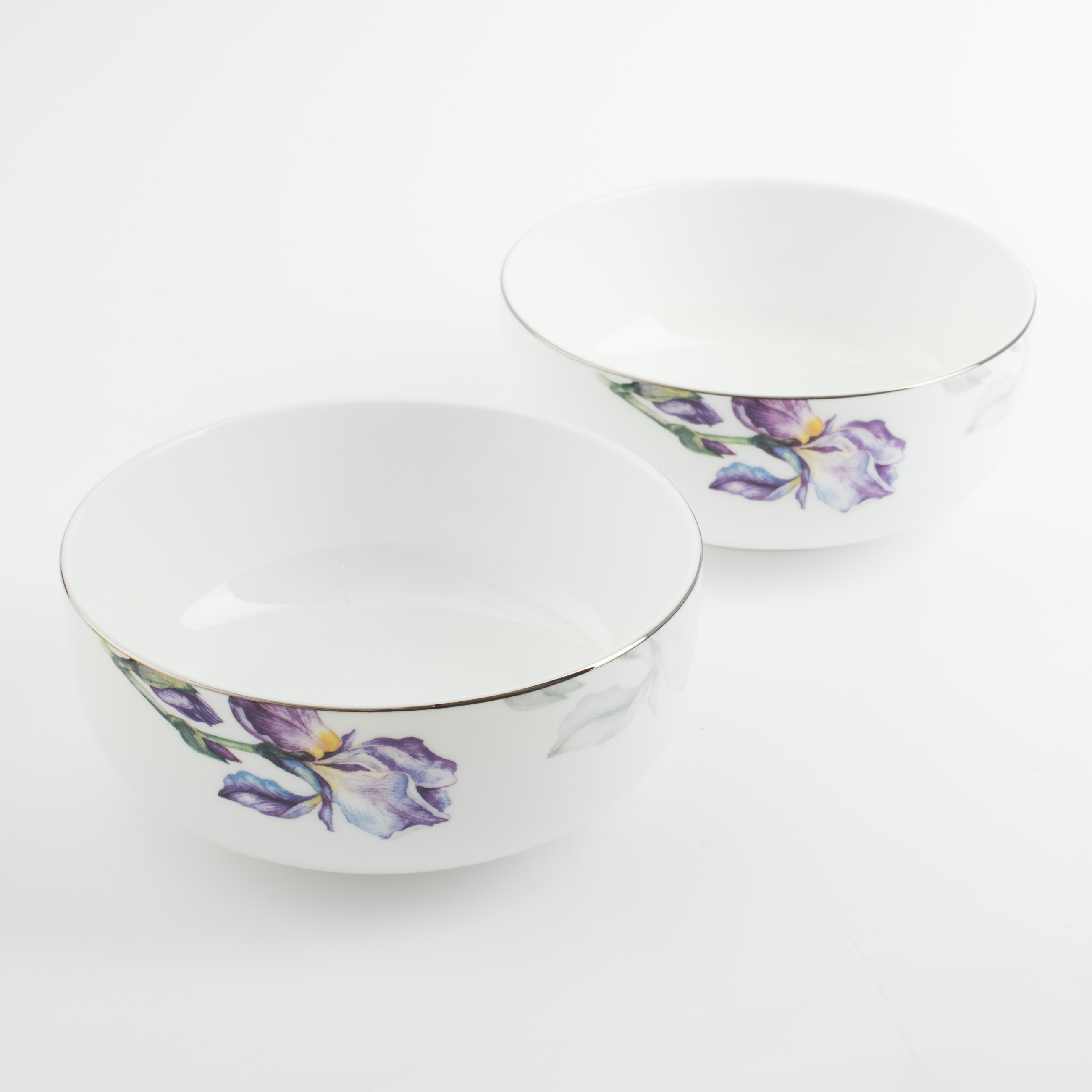Salad bowl, 14x6 cm, ml, 2 pcs, porcelain F, with silver edging, Irises, Antarctica Flowers изображение № 3
