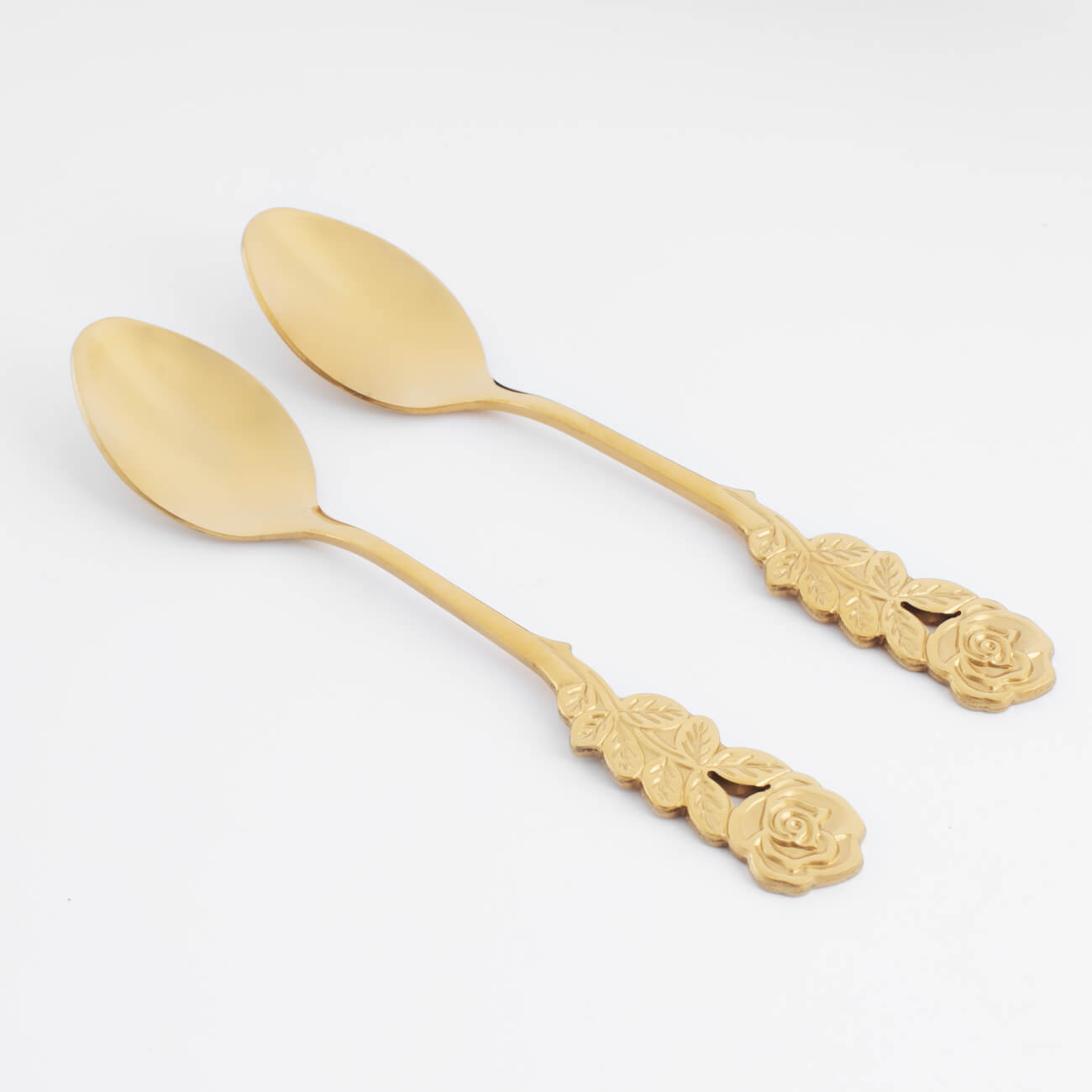 Dessert spoon, 13 cm, 2 pcs, steel, golden, Rose, Bloome изображение № 1