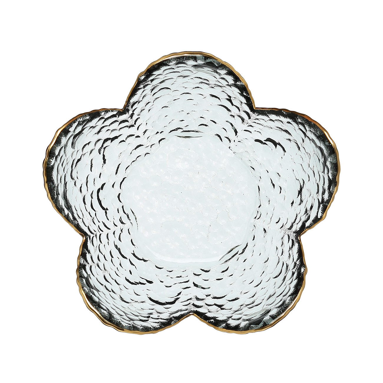 Bowl, 12x6 cm, glass, gray, with golden edging, Lotus, Ripply gold изображение № 3
