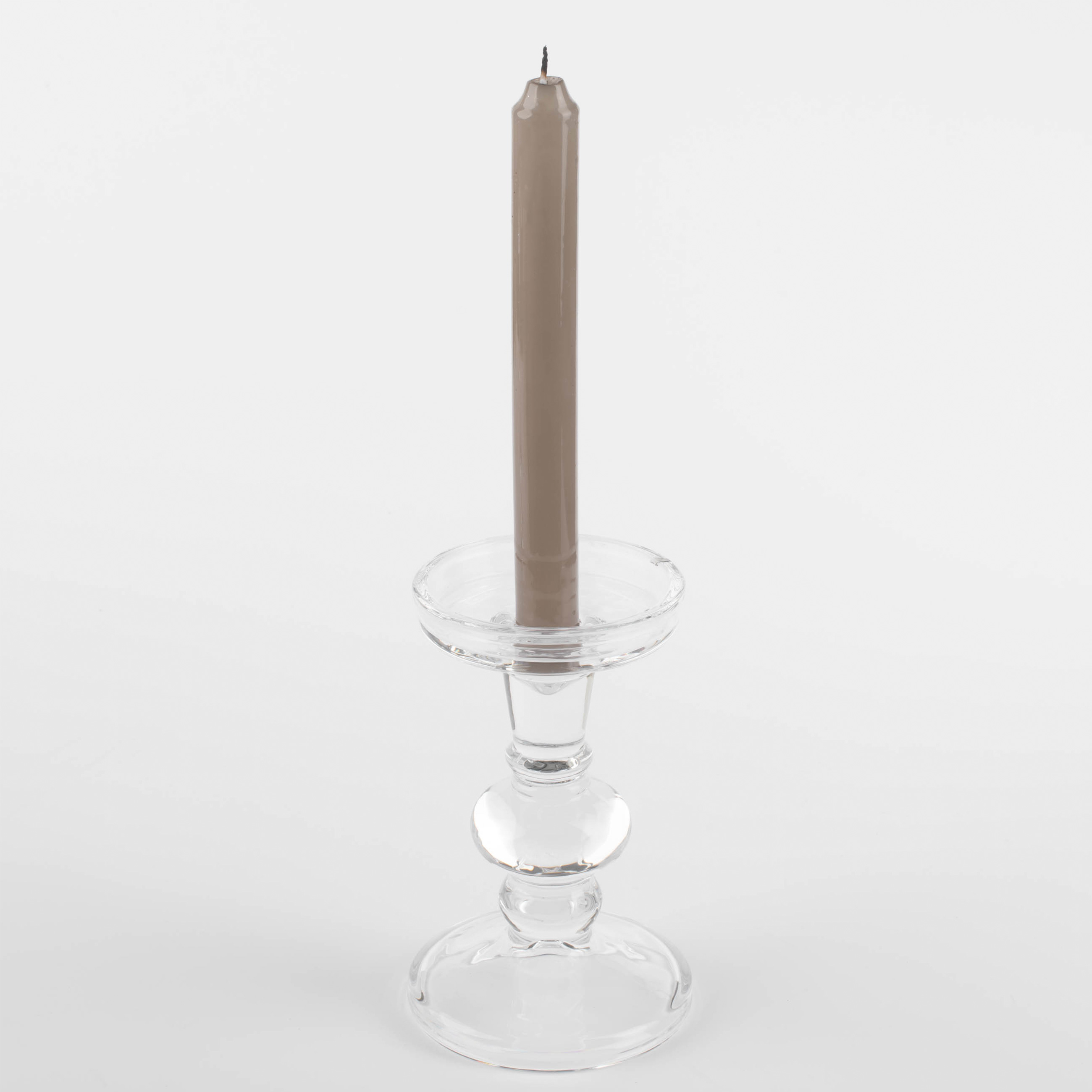Candle holder, 15 cm, for one candle, on a leg, Glass, Clear изображение № 6