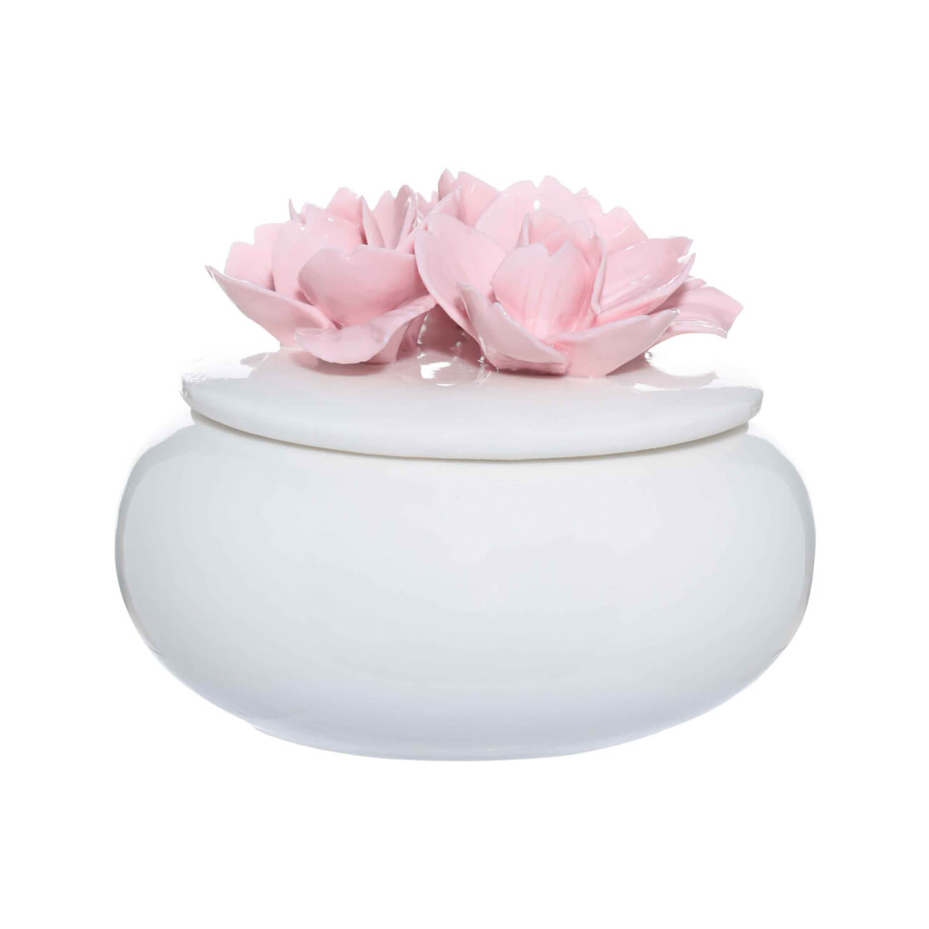 Jewelry box, 11x9 cm, ceramic, white, Flowers, Magnolia изображение № 1