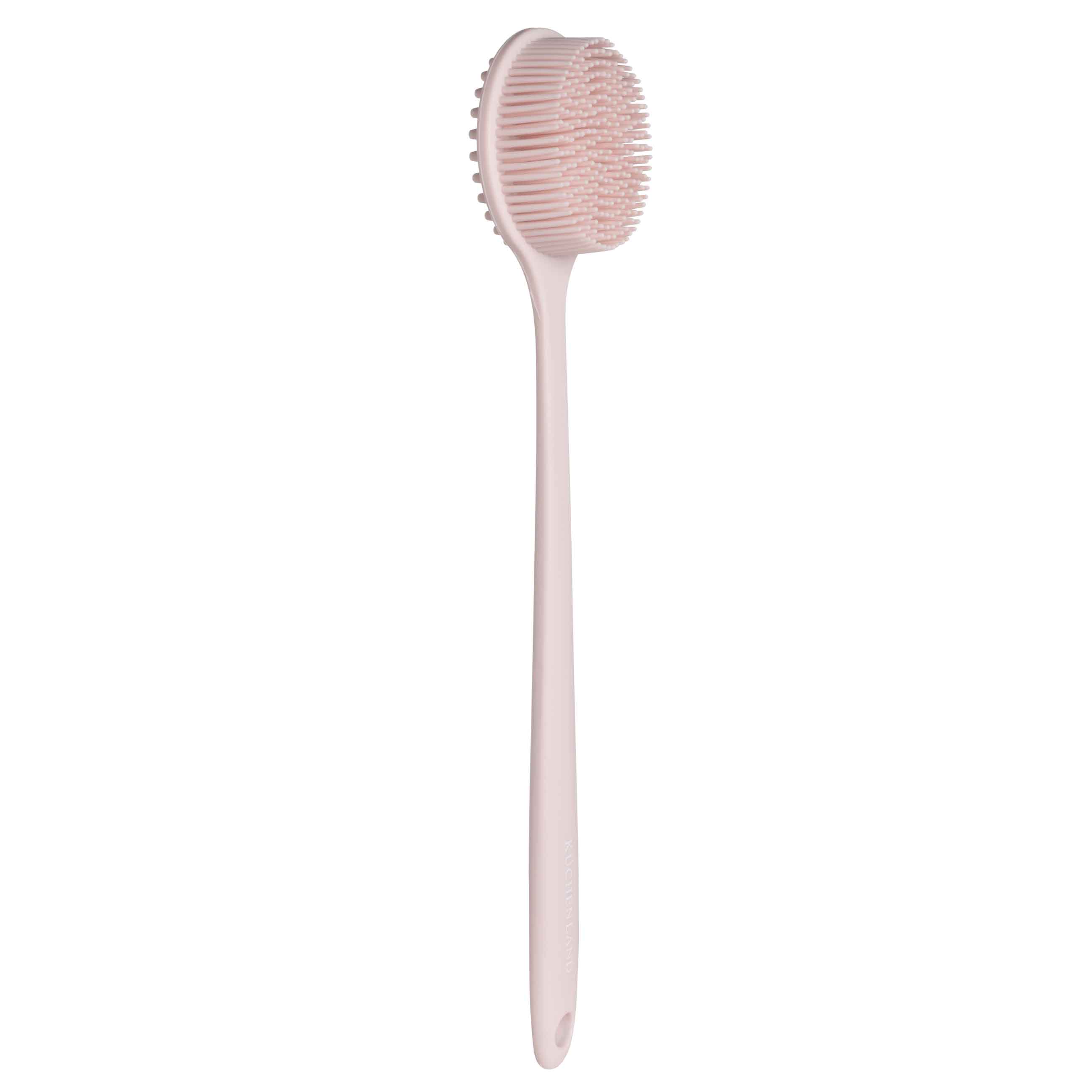 Body wash brush, 38 cm, with handle, silicone, powder, Glamor изображение № 2