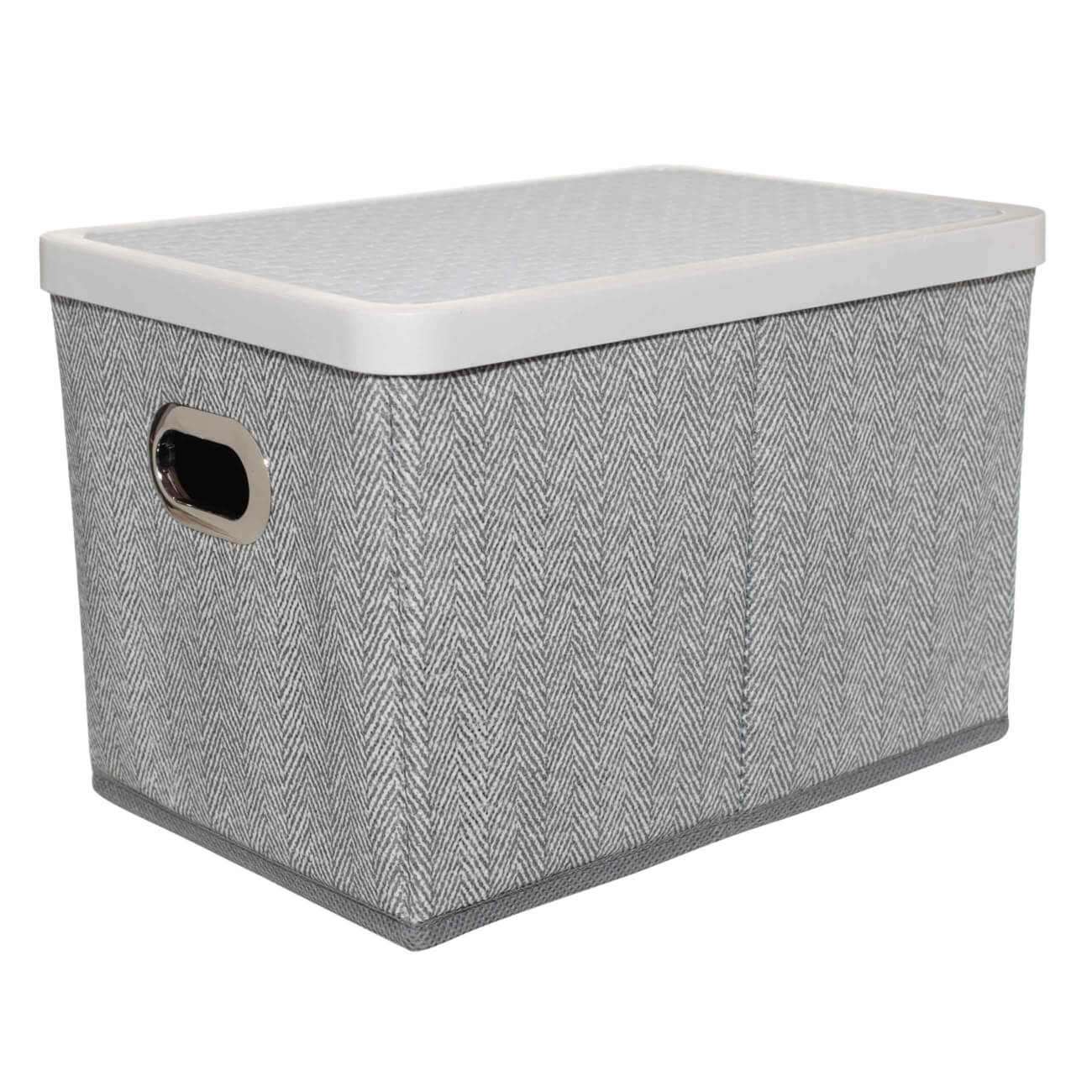 Organizer-box for things, 25x17 cm, with handles/lid, textile / plastic, gray, Pedant new изображение № 1
