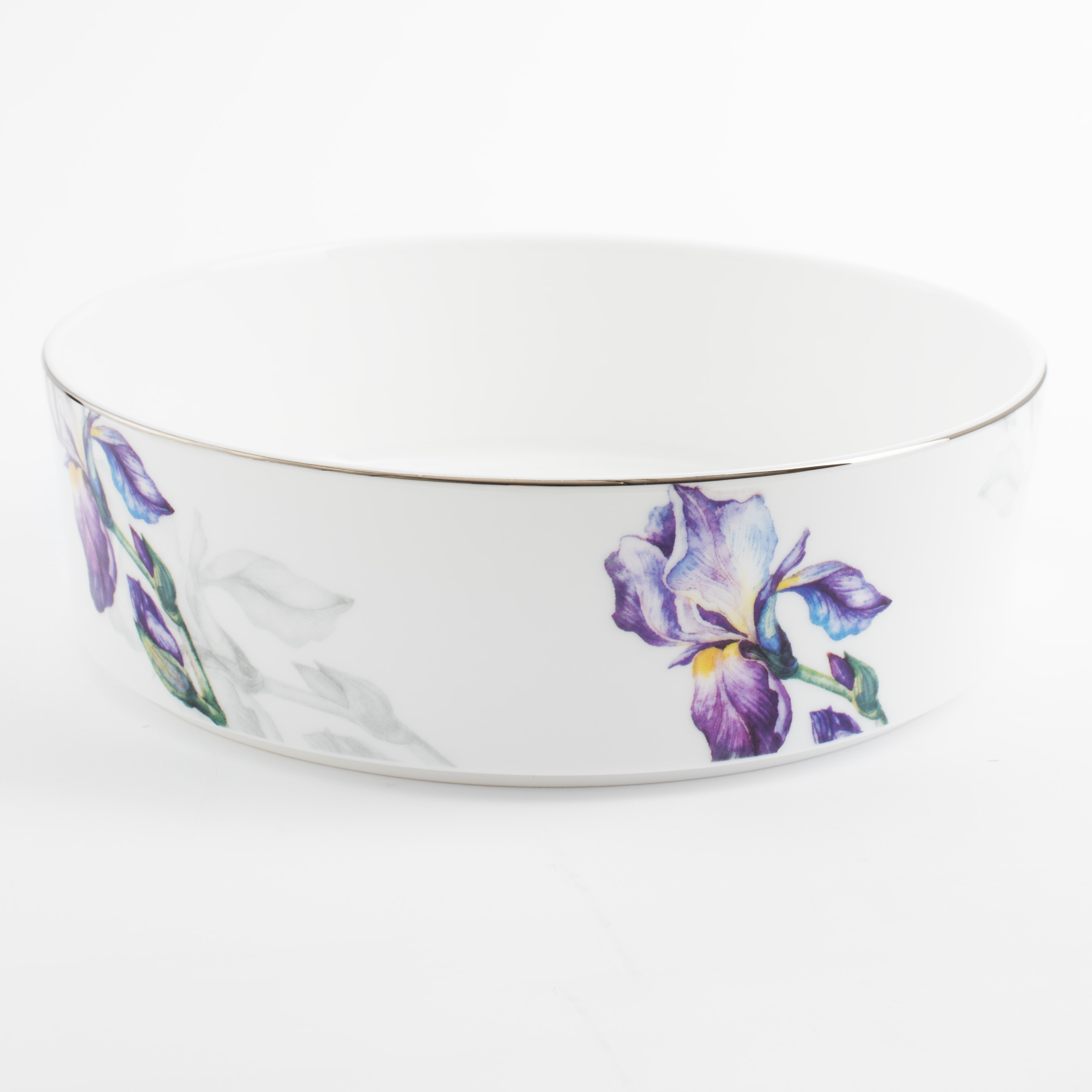 Dish, 20x6 cm, with sides, porcelain F, with silver edging, Irises, Antarctica Flowers изображение № 3