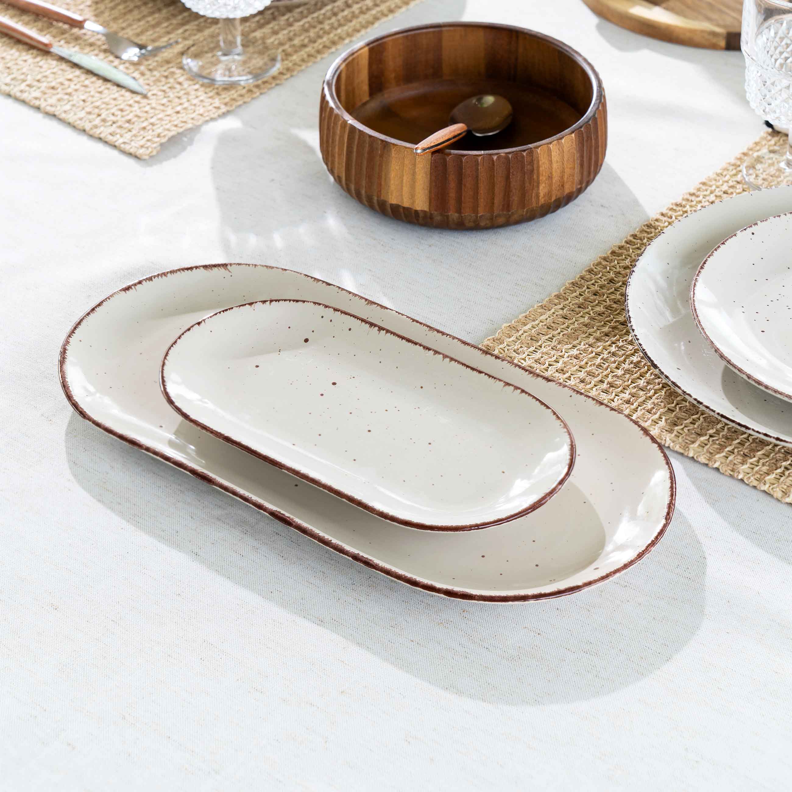 Dish, 25x13 cm, ceramic, oval, beige, Speckled, Speckled изображение № 4