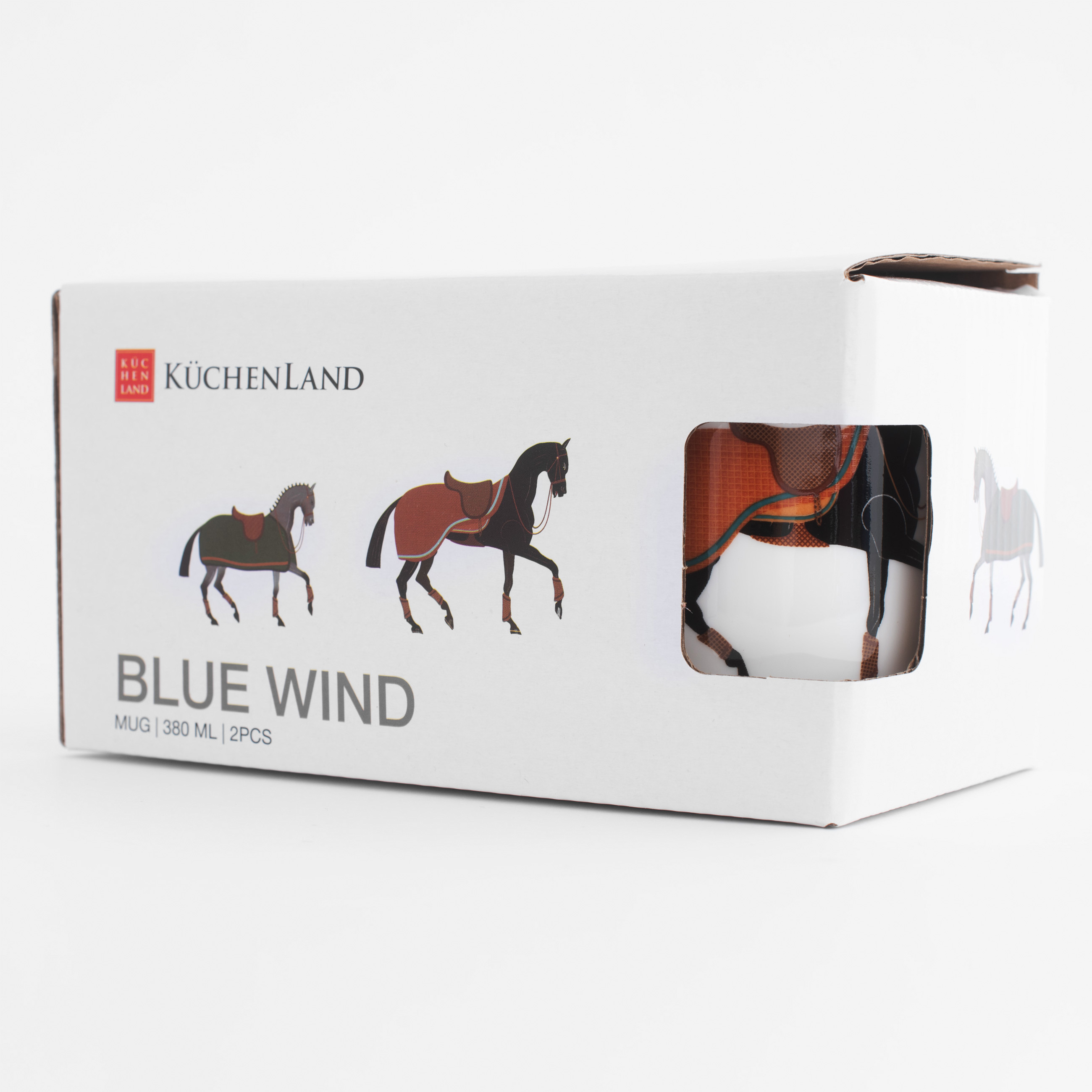 Mug, 380 ml, 2 pcs, porcelain F, white, Horses, Blue wind изображение № 6