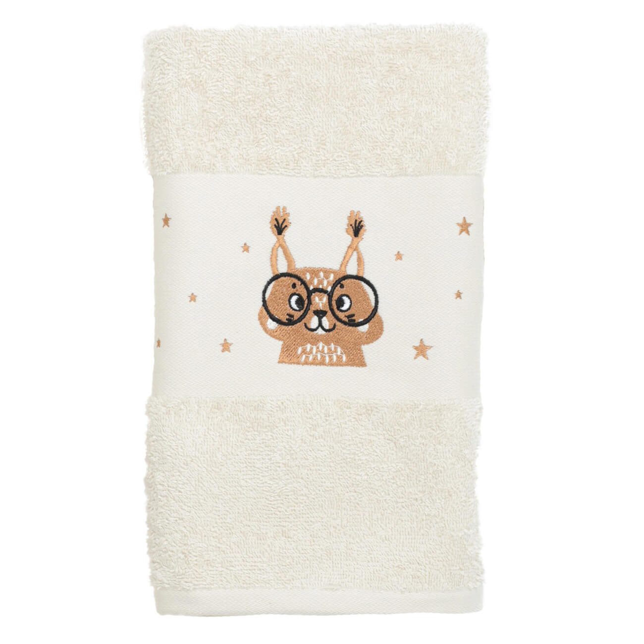 Children's towel, 70x120 cm, cotton, beige, Squirrel, Forest Animals изображение № 1