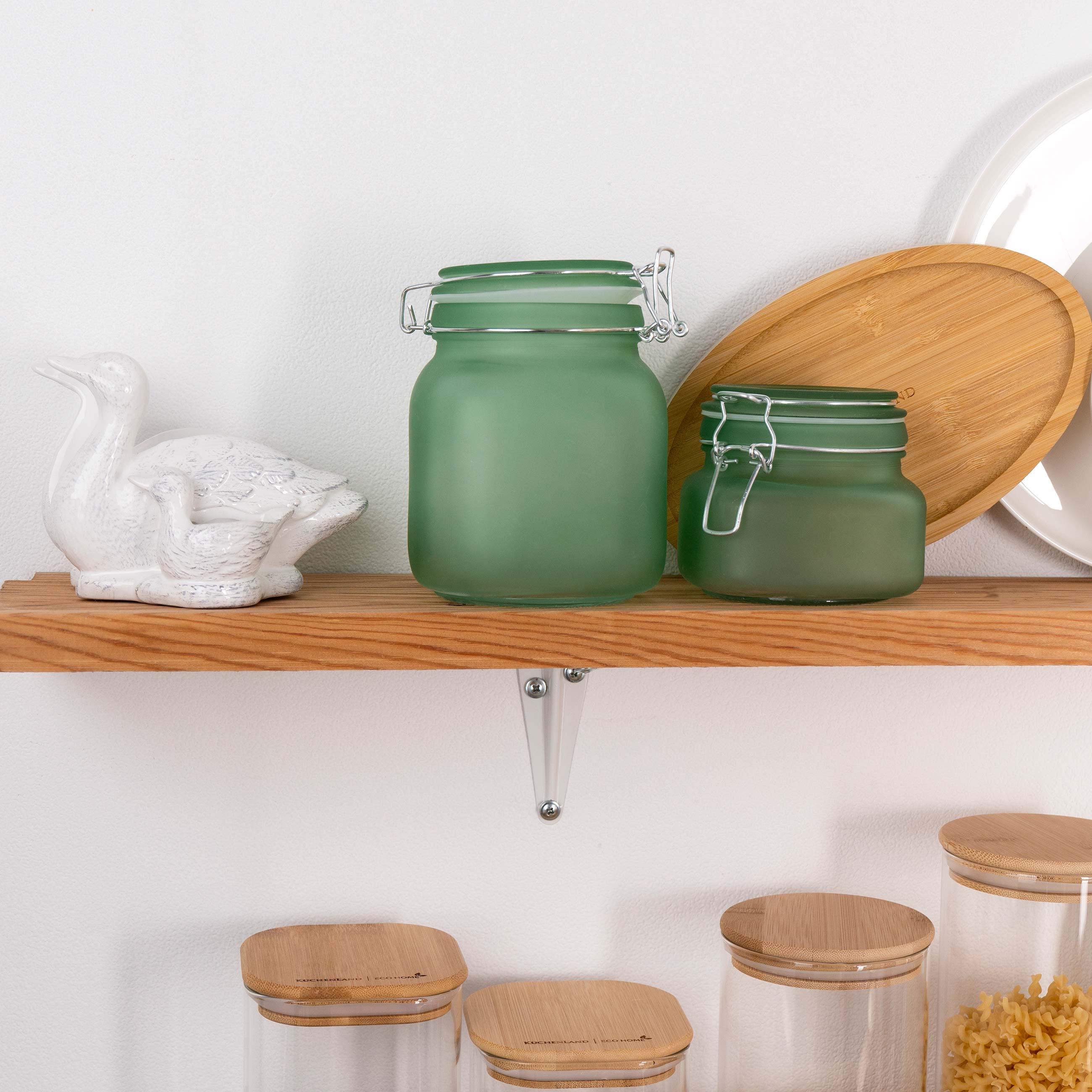 Food jar, 900 ml, with clip, glass / metal, green, Light kitchen изображение № 4