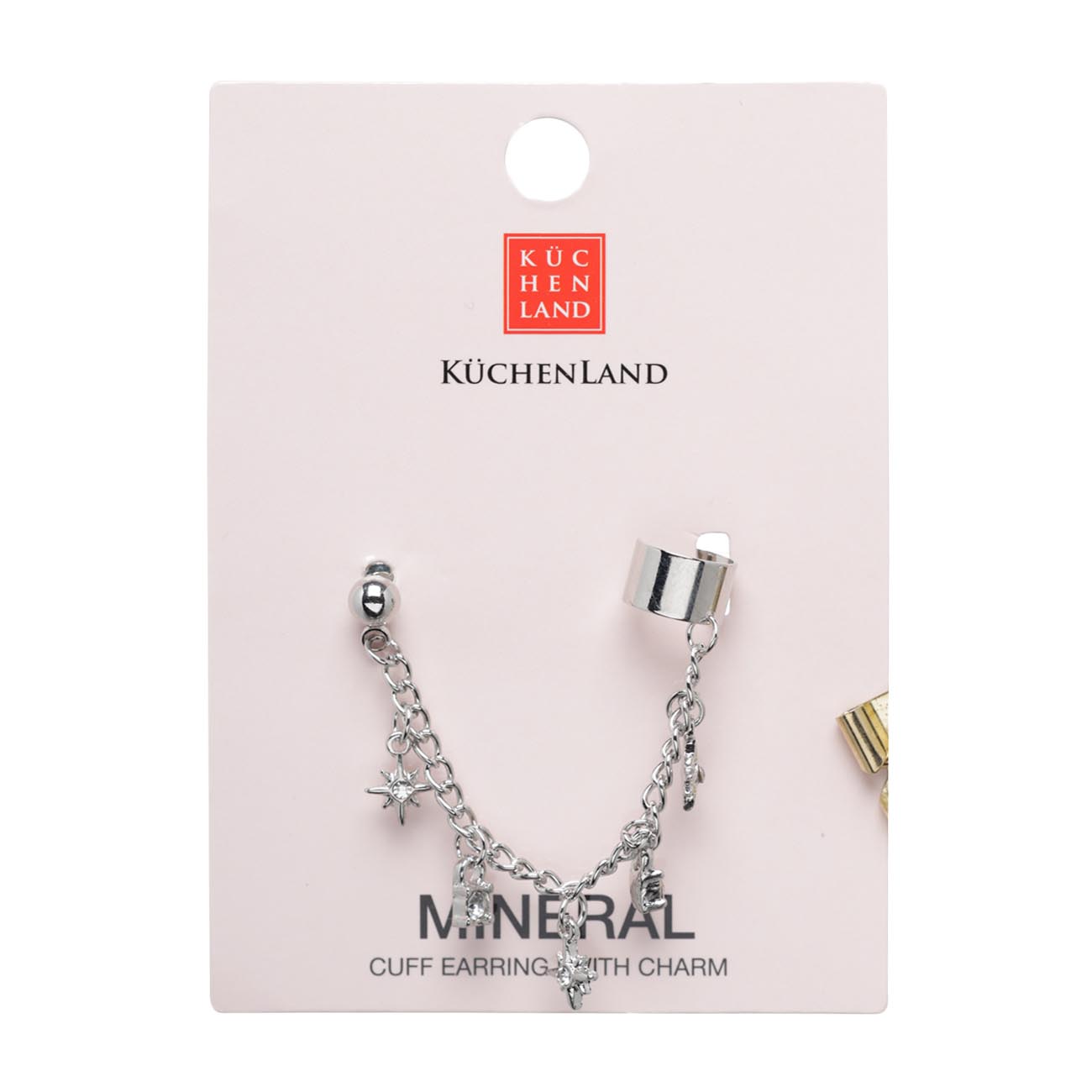 Cuff earring, single size, with pendant, Metal / Rhinestones, Stars, Mineral изображение № 3
