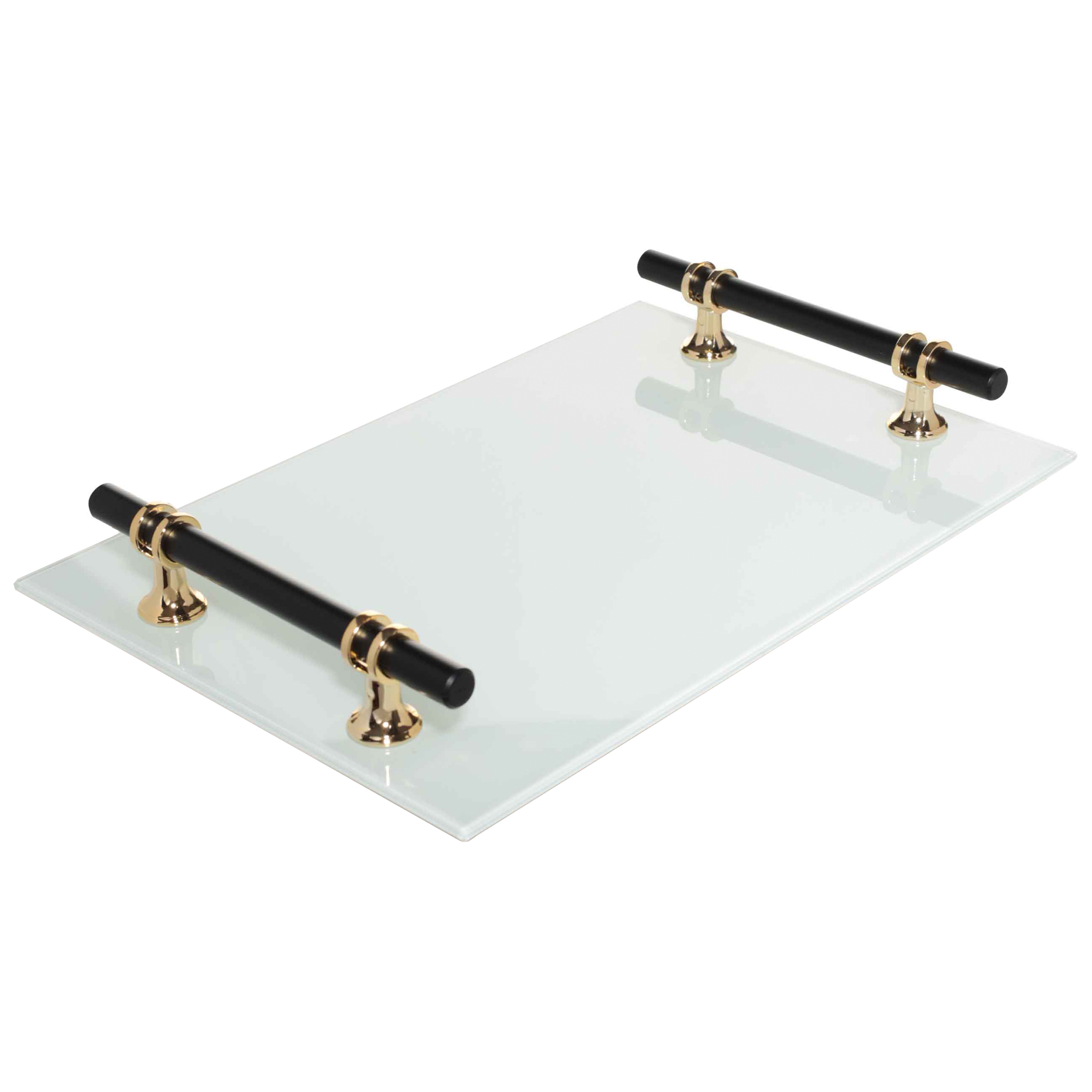 Tray, 20x30 cm, with handles, glass, rectangular, black and white, B&W изображение № 2