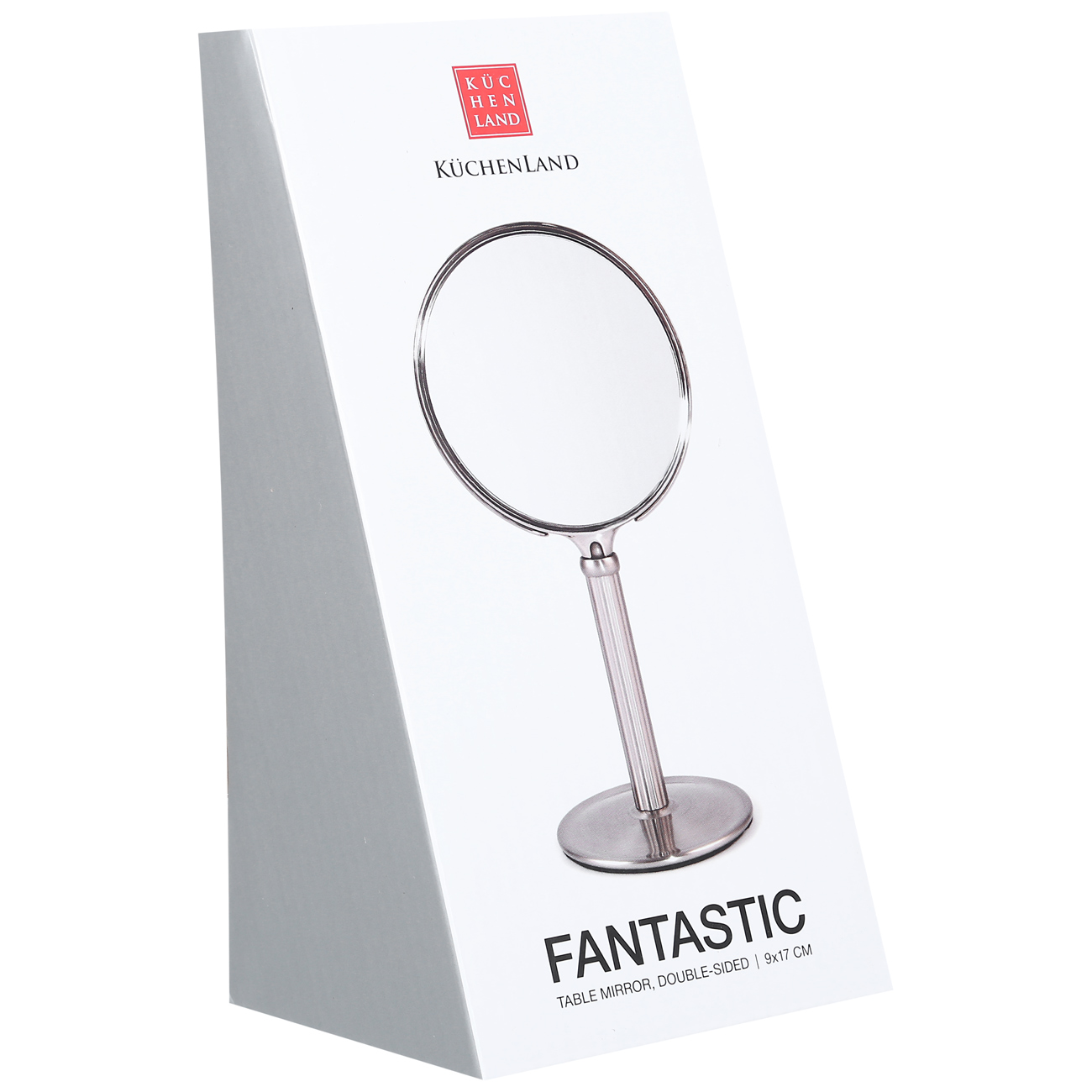 Table mirror, 17 cm, double-sided, on a leg, metal, round, Fantastic изображение № 4