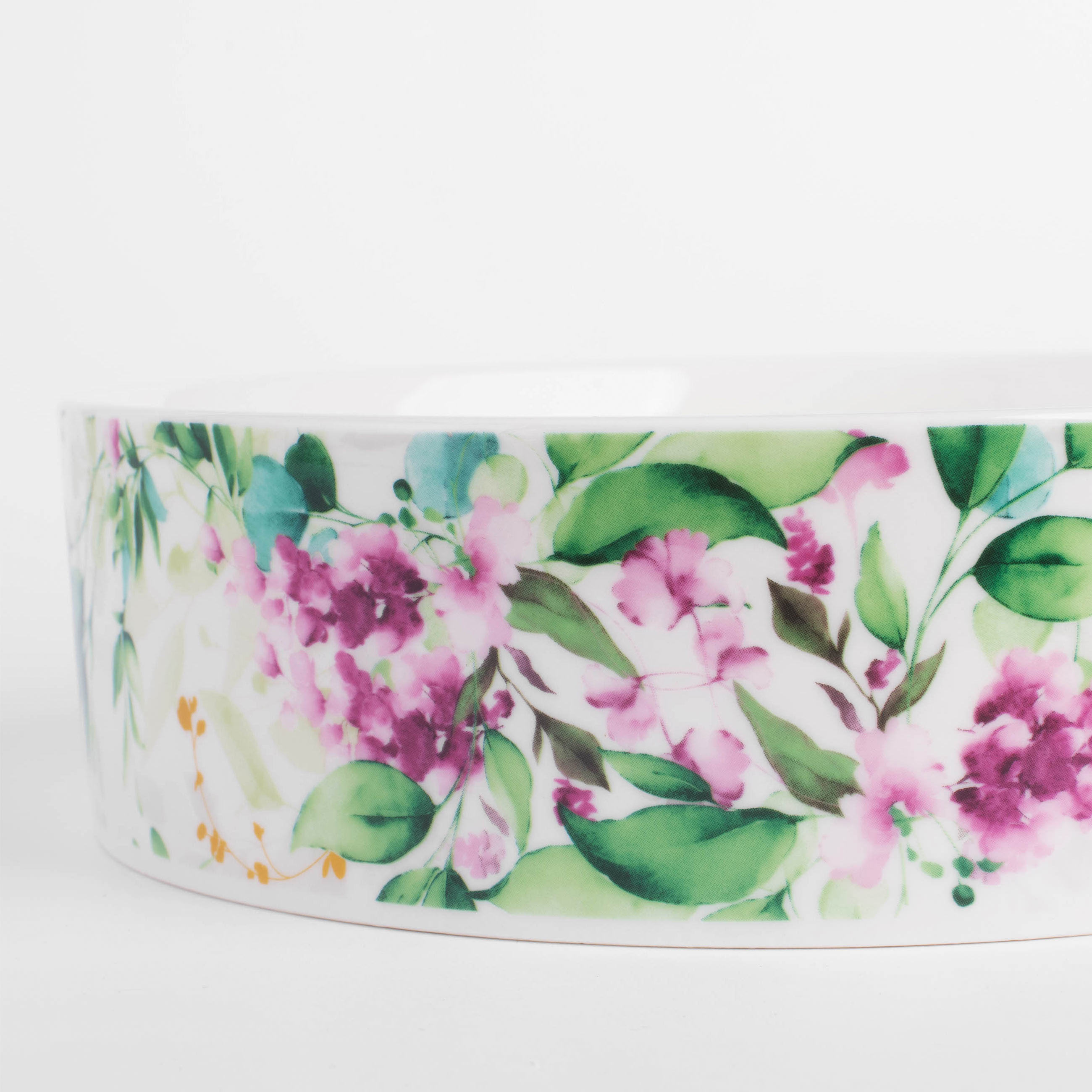 Dish, 23x6 cm, with sides, porcelain N, white, Watercolor flowers, Senetti изображение № 6