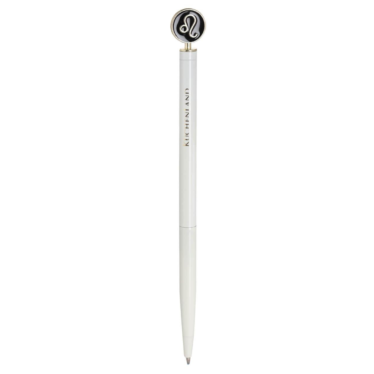 Ballpoint pen, 15 cm, with figure, steel, milky gold, Lion, Zodiac изображение № 1