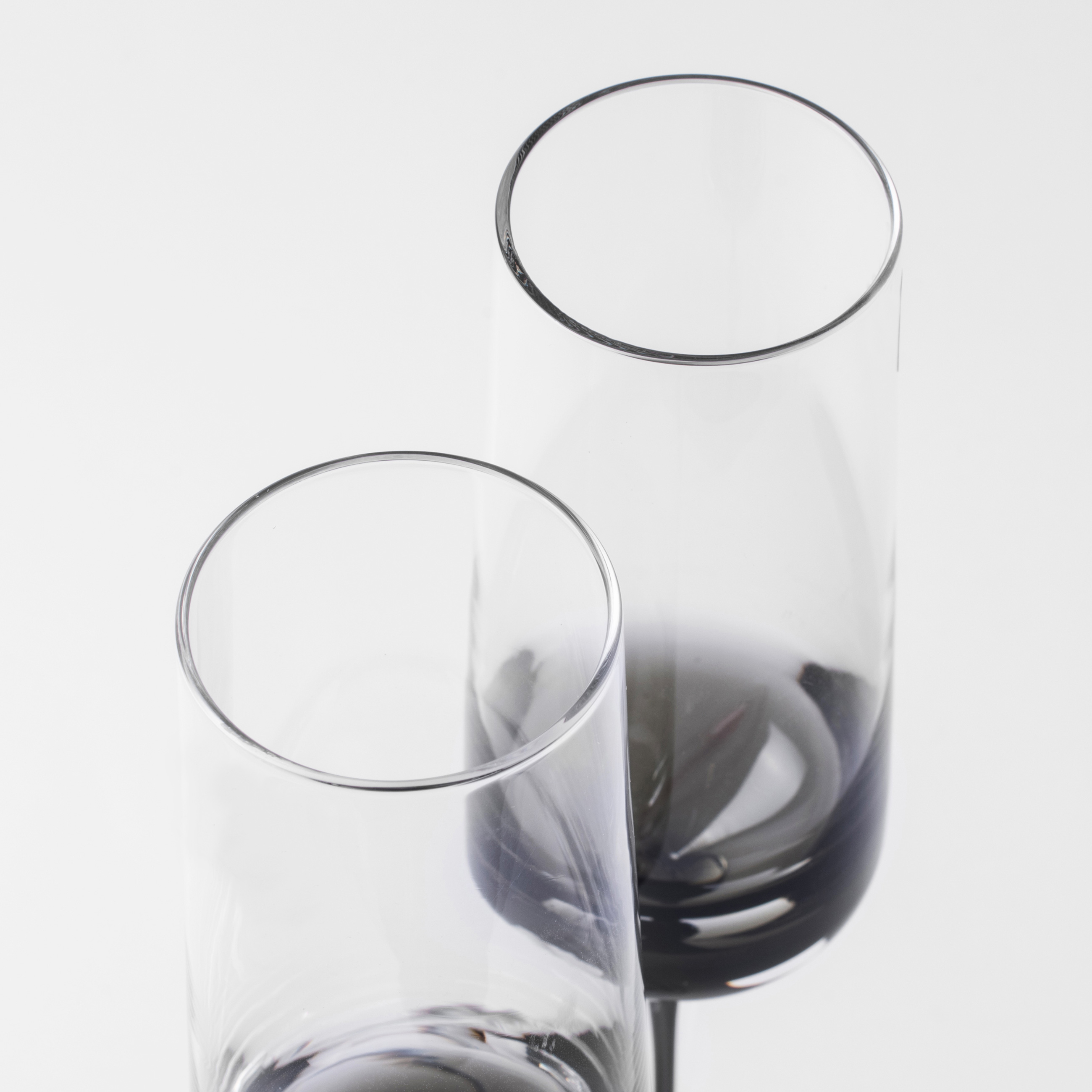 Champagne glass, 220 ml, 2 pcs, glass, gray gradient, Black leg, Stone изображение № 3