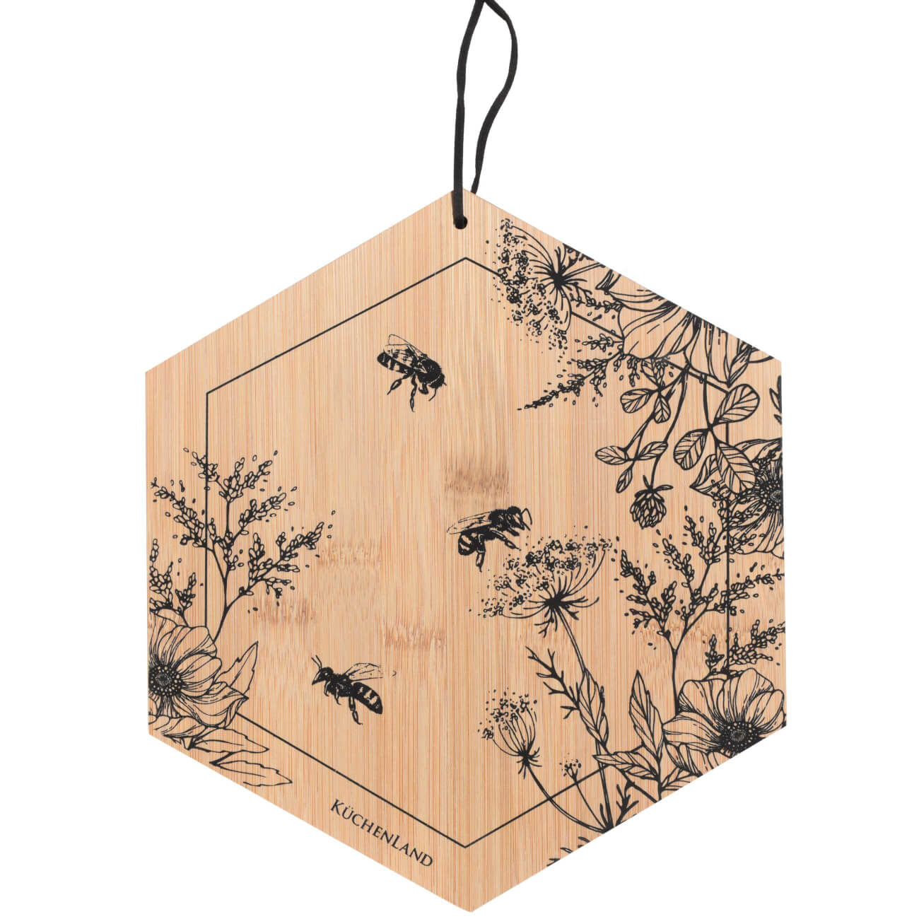 Cutting board, 25x22 cm, bamboo, hexagonal, Bees, Honey изображение № 1