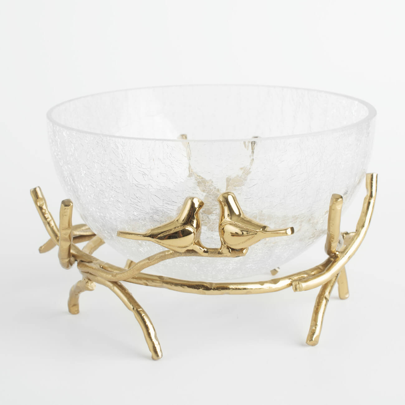 Deep dish, 21x9 cm, on a stand, glass / metal, golden, Birds, Fantastic gold изображение № 1