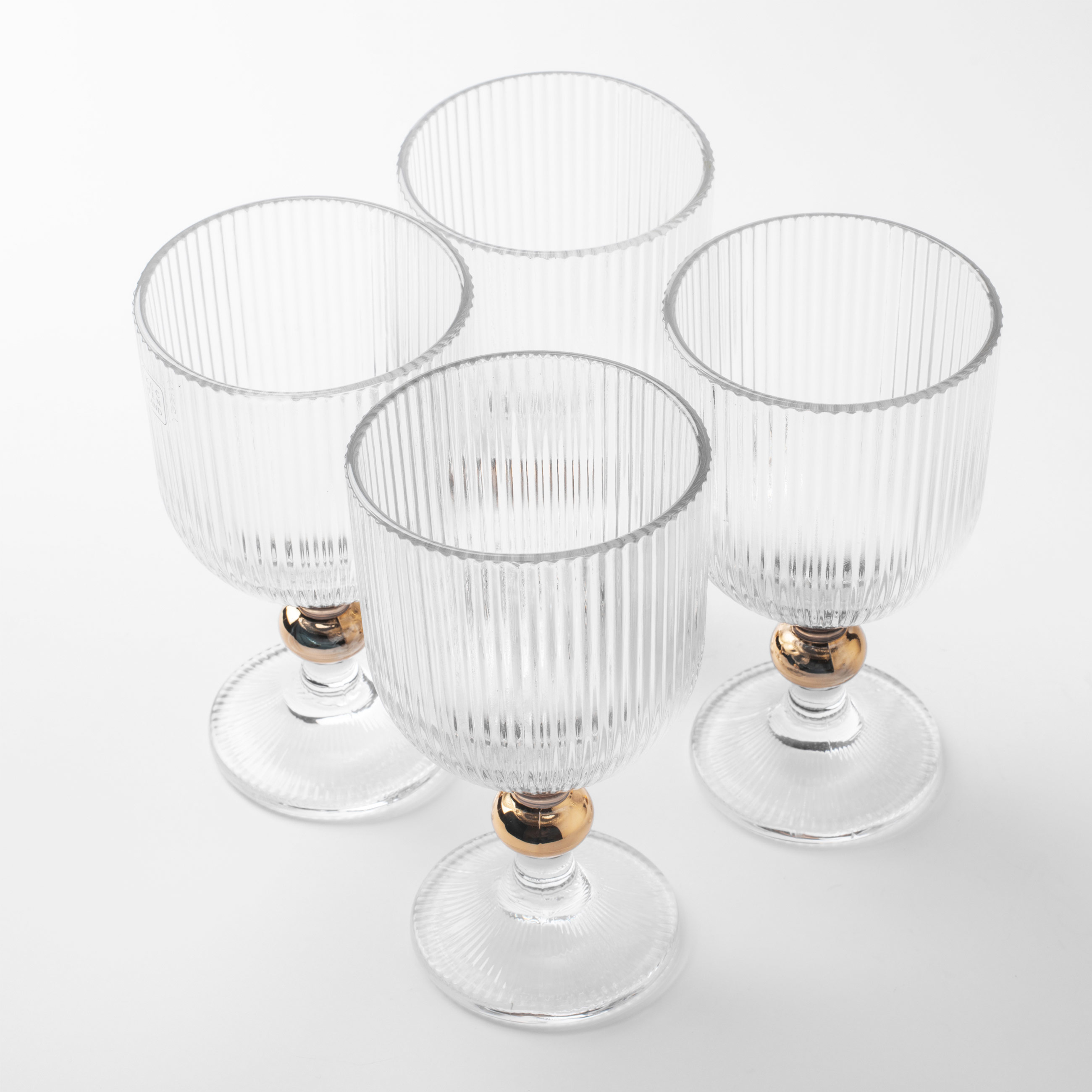 Wine glass, 360 ml, 4 pcs, on a stand, glass R / metal, Argos gold-t изображение № 3