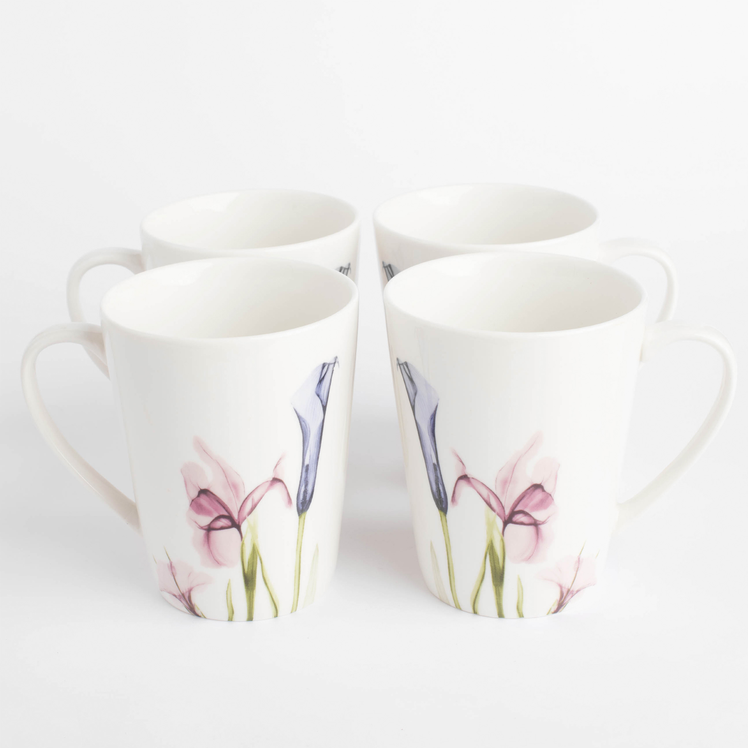Mug, 420 ml, 4 pcs, porcelain N, white, Pastel flowers, Pastel flowers изображение № 3