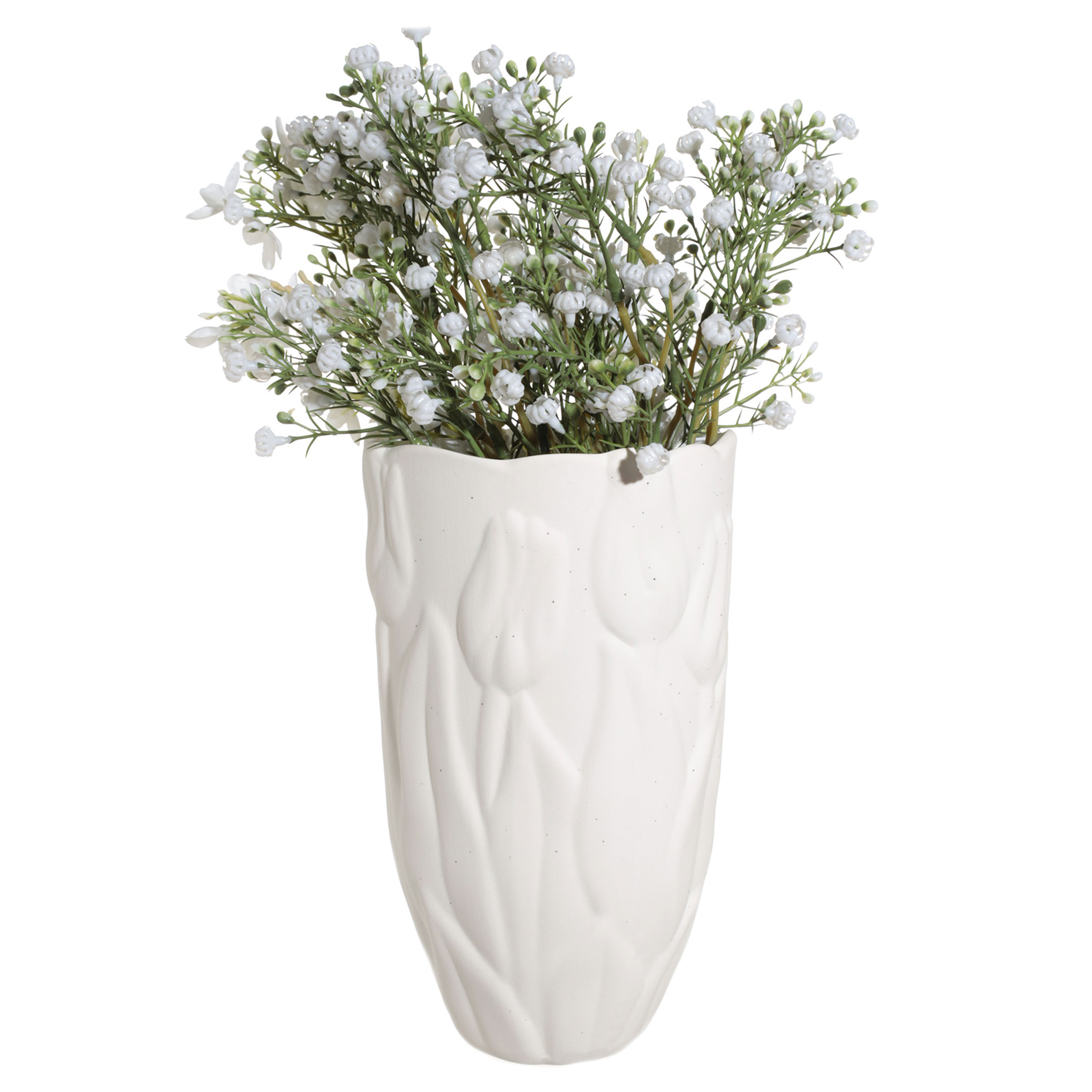 Flower vase, 20 cm, decorative, porcelain P, white, speckled, Tulips, Tulip изображение № 5