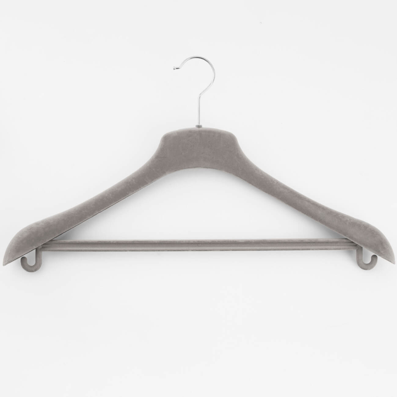 Coat hanger, 46 cm, for jackets and outerwear, flock, grey, Household изображение № 1