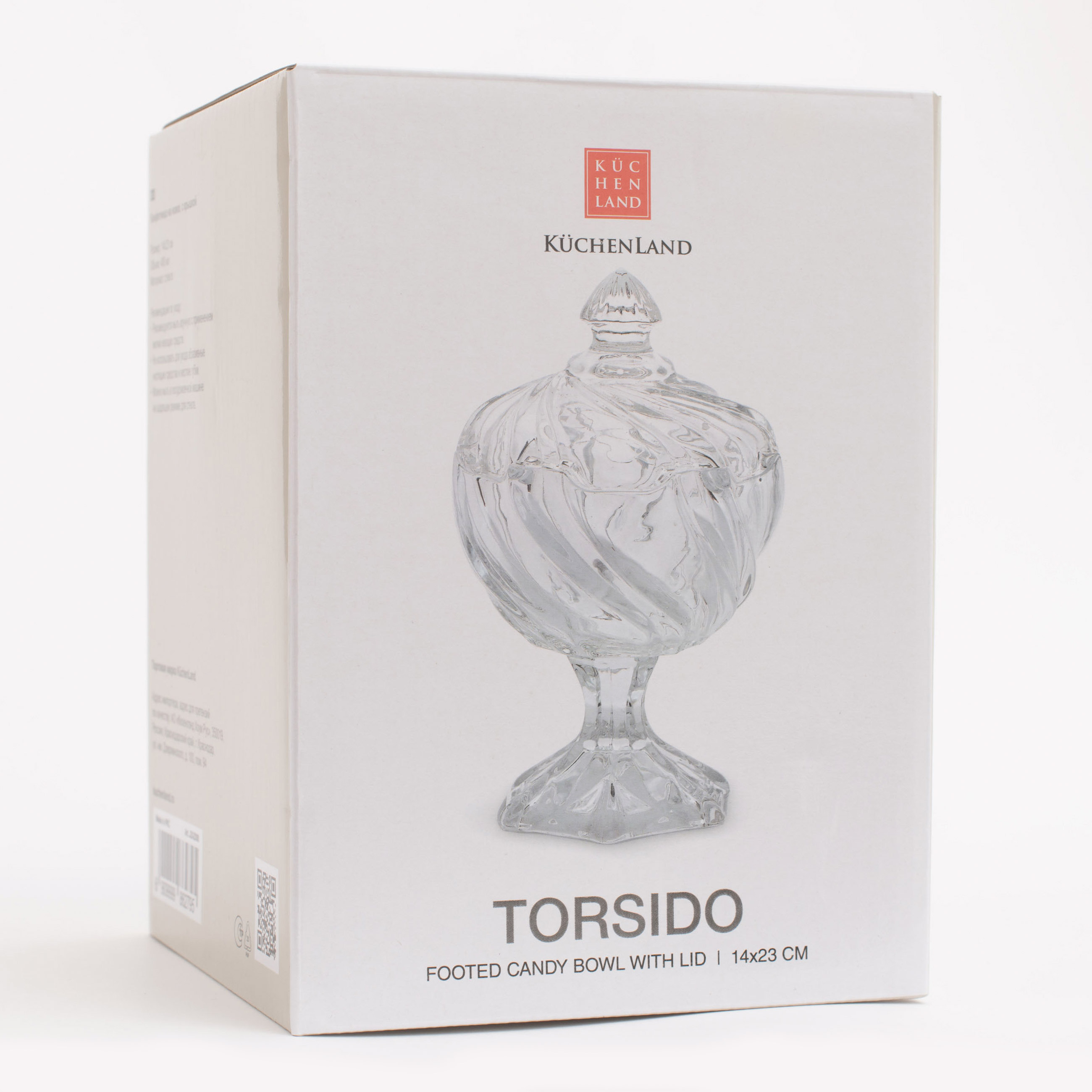 Candy bowl, 14x23 cm, 480 ml, on a leg, with a lid, glass R, Torsido изображение № 8