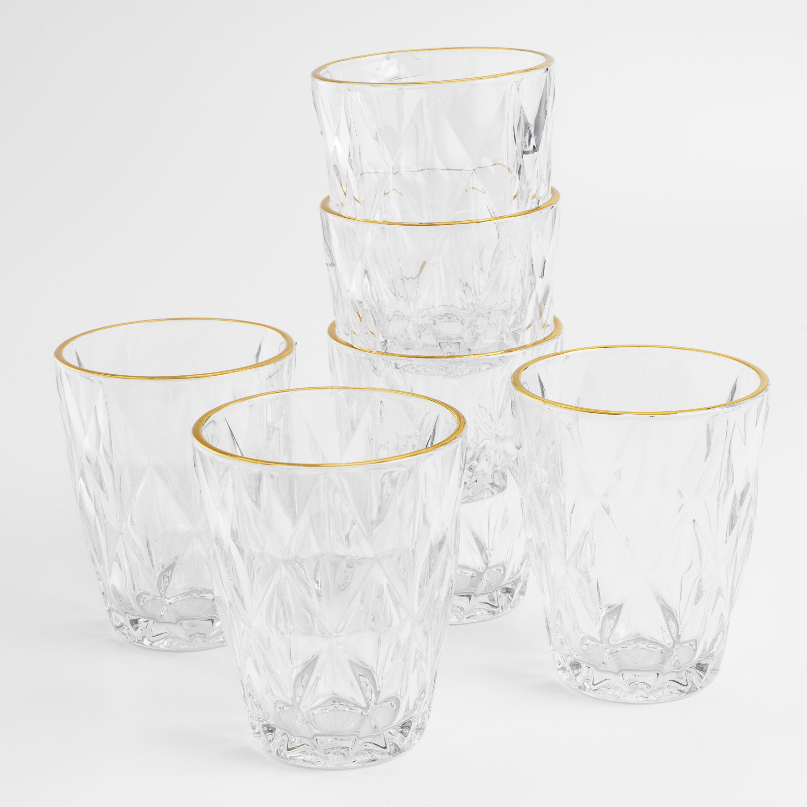 Glass, 270 ml, 6 pcs, glass R, with golden edging, Rhomb gold изображение № 4