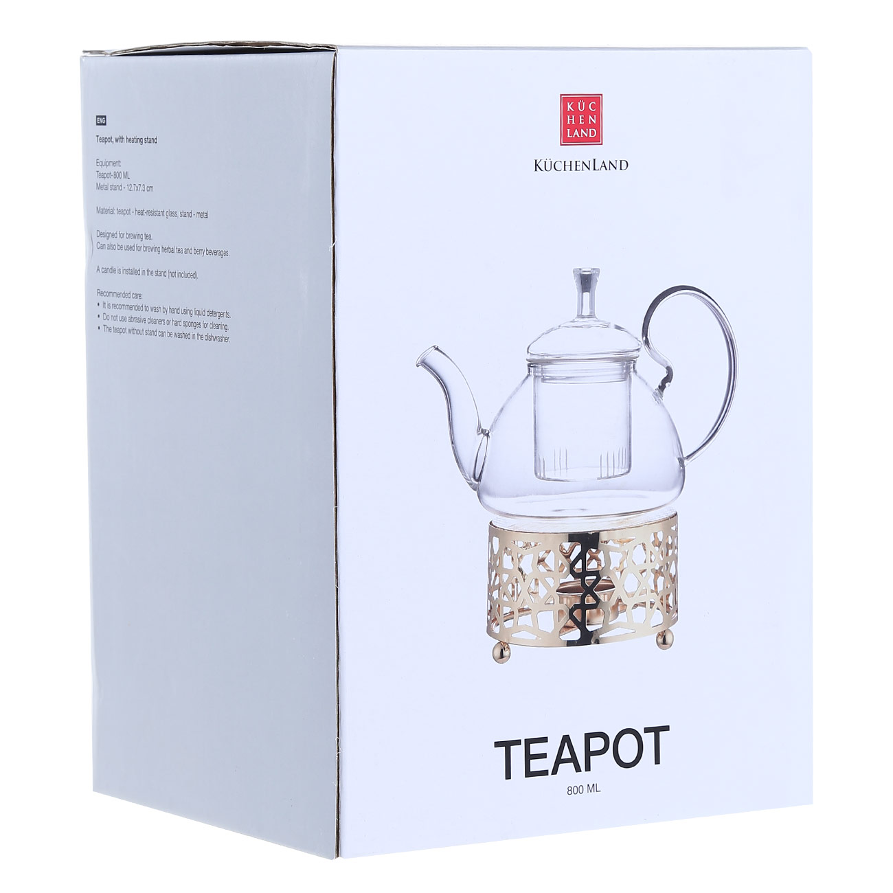 Teapot, 800 ml, heated, used glass / metal, golden, Ellan изображение № 2