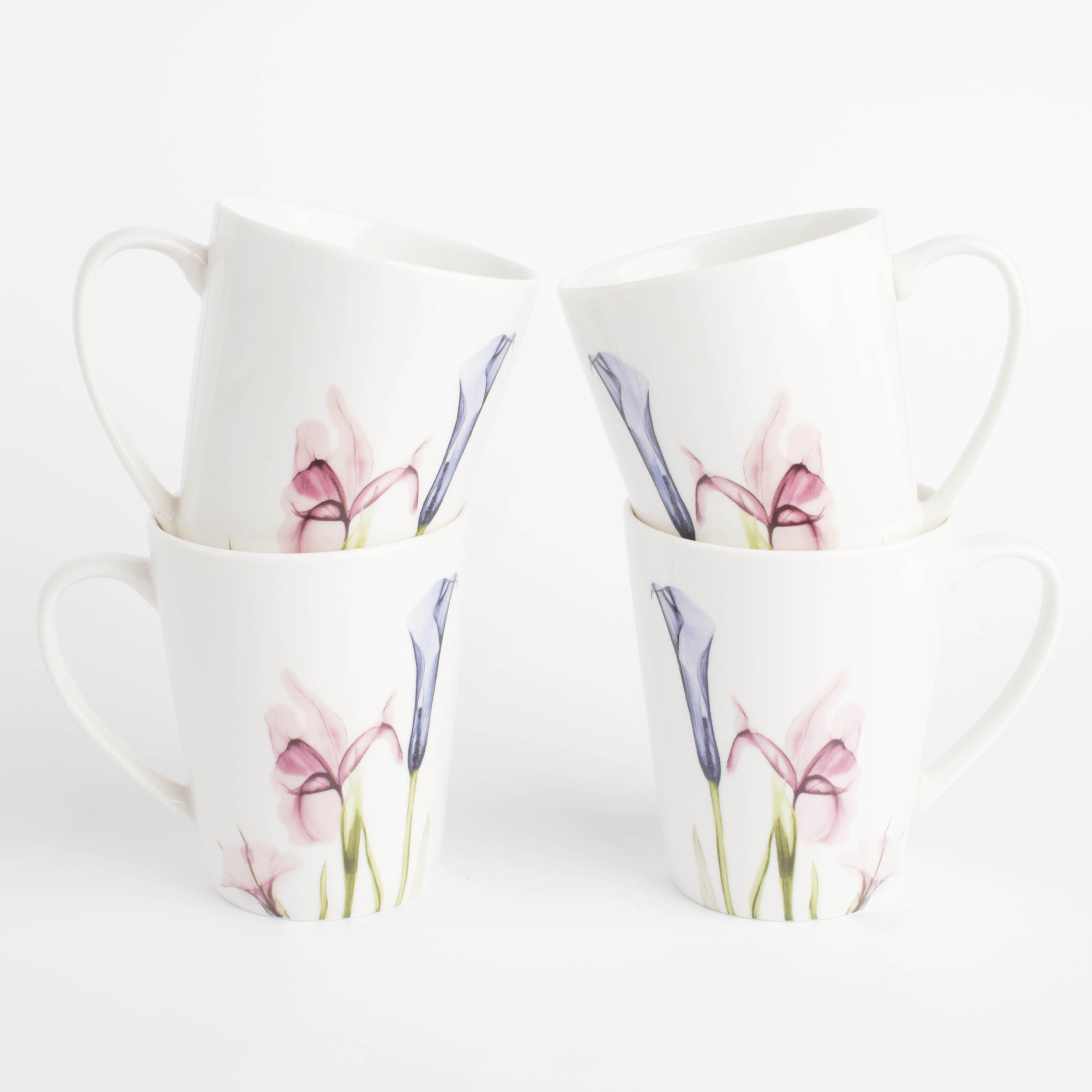Mug, 420 ml, 4 pcs, porcelain N, white, Pastel flowers, Pastel flowers изображение № 2
