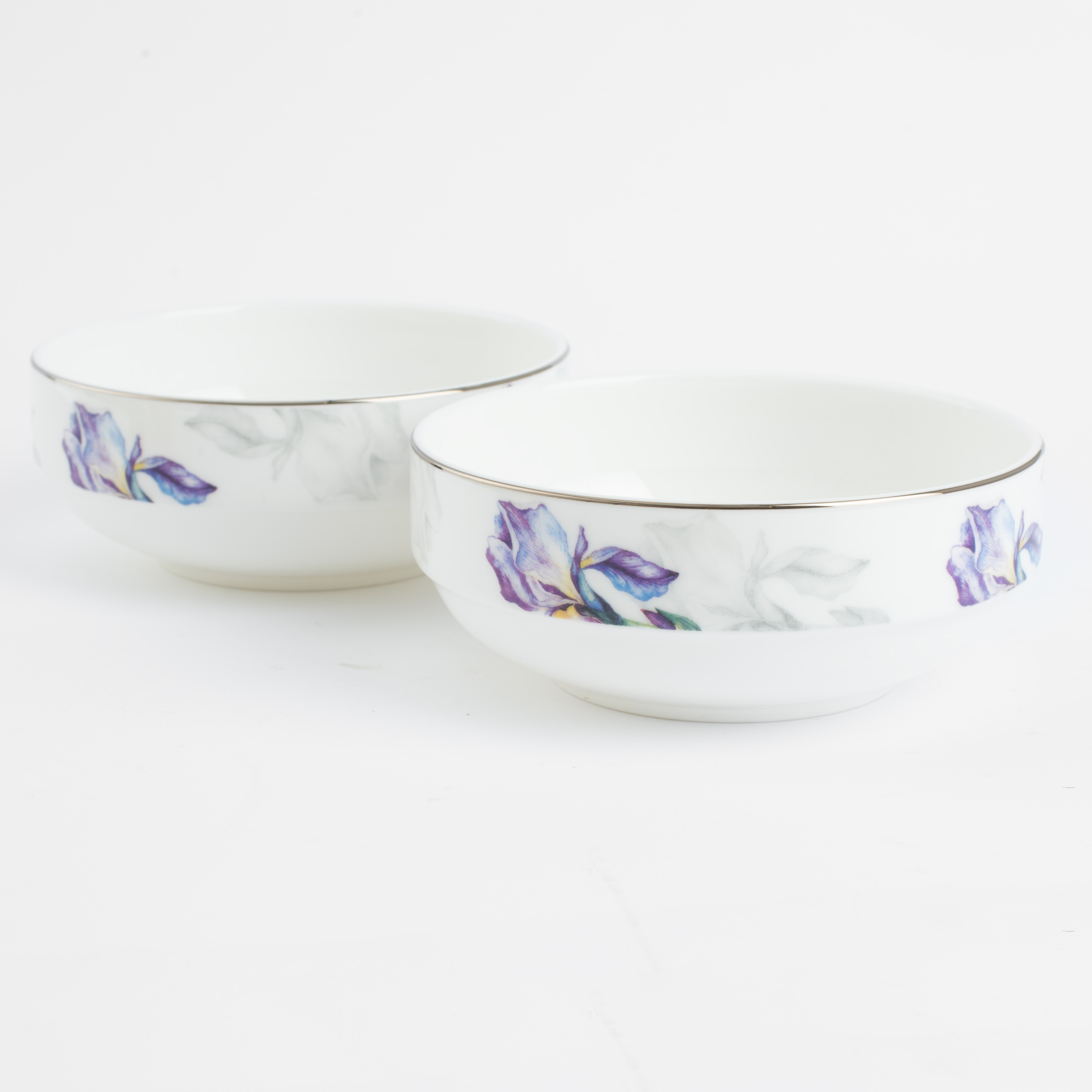 Bowl, 12x5 cm, 2 pcs, porcelain F, with silver edging, Irises, Antarctica Flowers изображение № 4