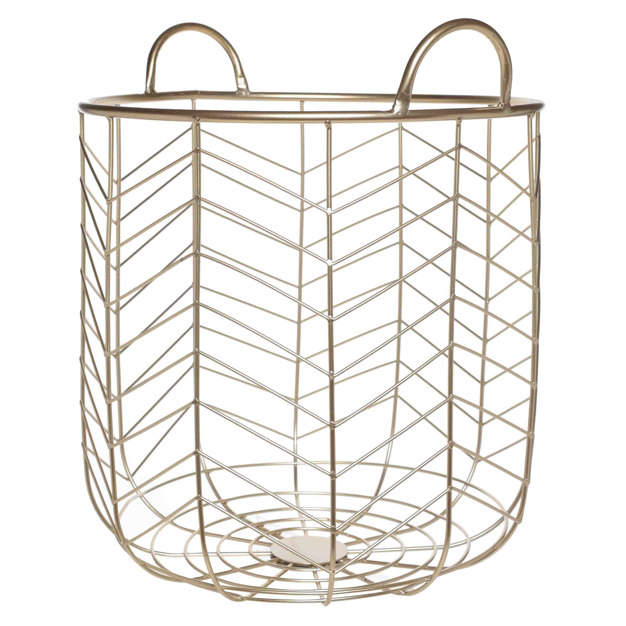 Laundry basket, 33x34 cm, with handles, metal / polyester, round, gold, Teca изображение № 4
