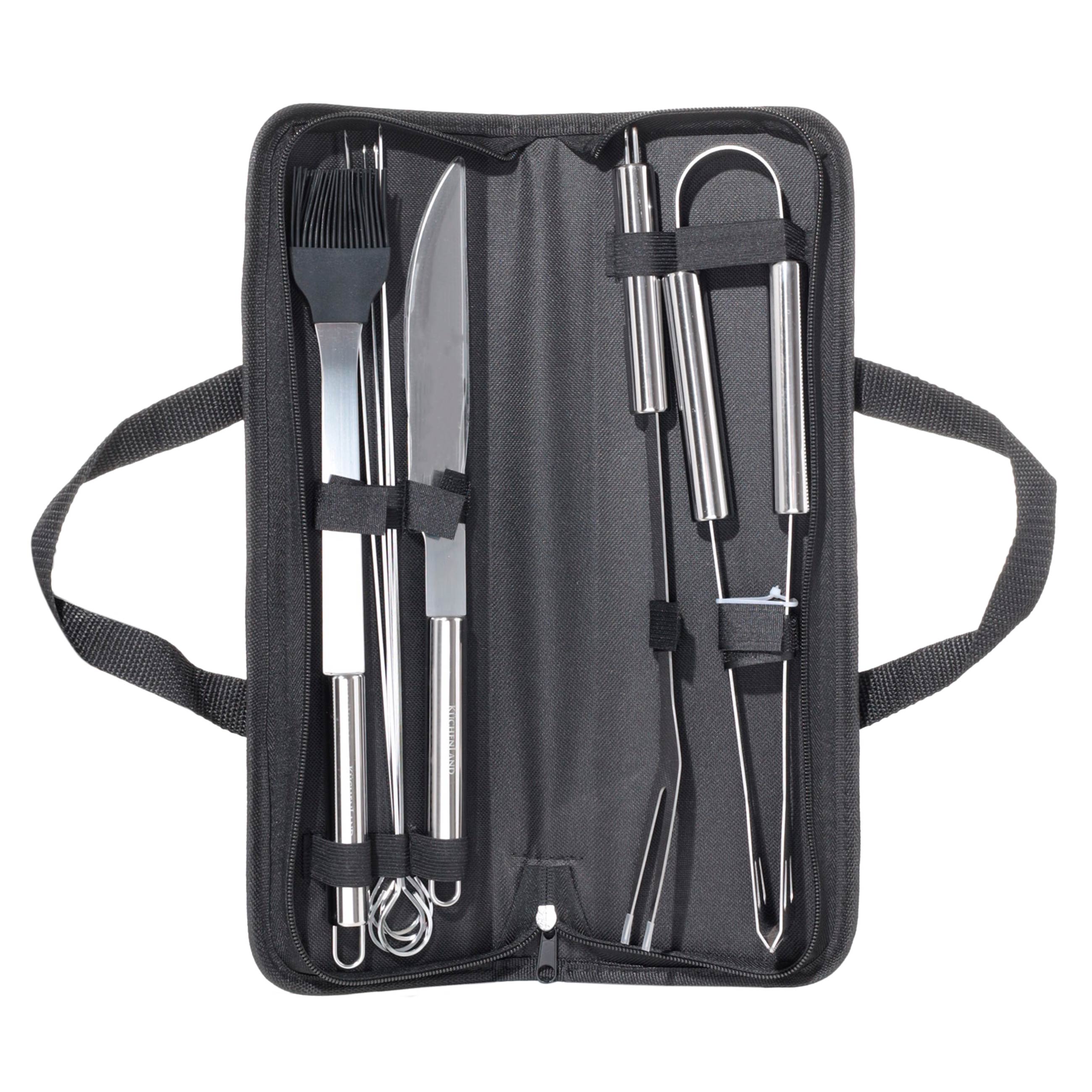 BBQ set, 8 pcs, in a leather case, steel / silicone / eco-leather, BBQ изображение № 2