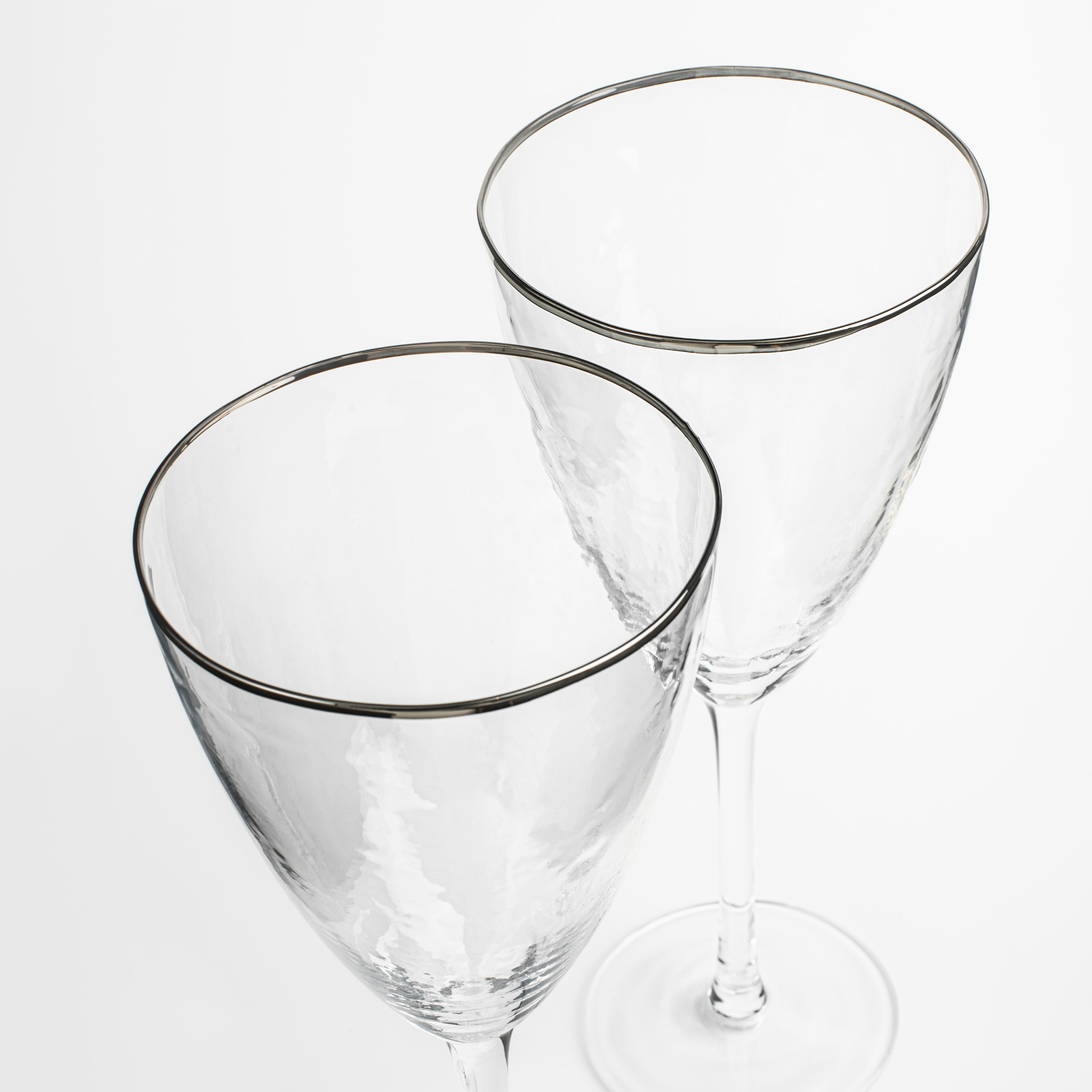 Wine glass, 400 ml, 2 pcs, glass, with silver edging, Ripply silver изображение № 4