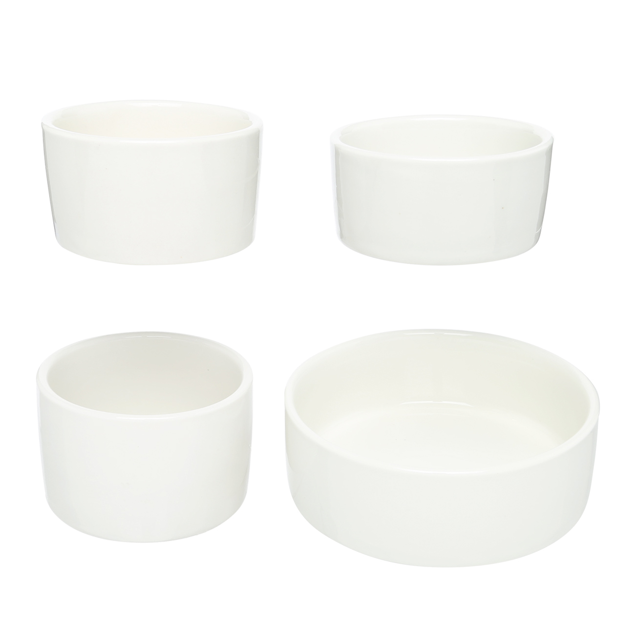 Snack set, 4 pcs, on a stand, ceramic / bamboo, white, round bowls, Bamboo изображение № 2