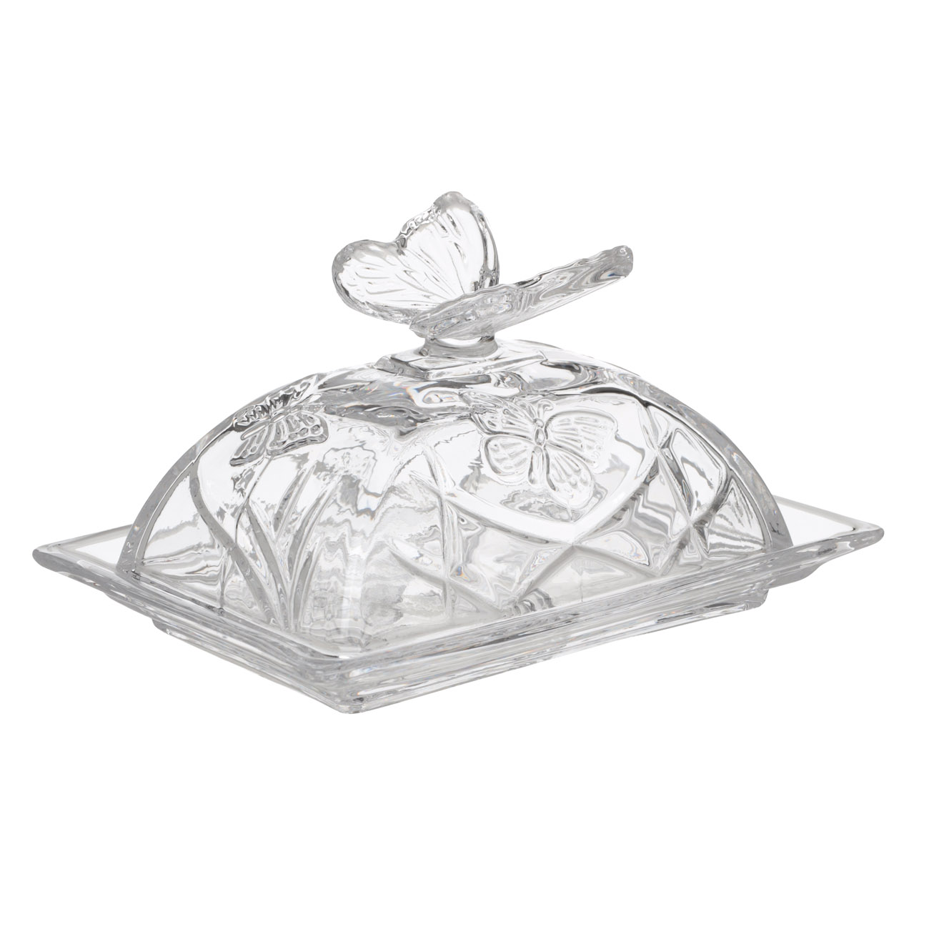 Butter dish, 18x12 cm, glass, rectangular, Butterfly, Butterfly изображение № 3