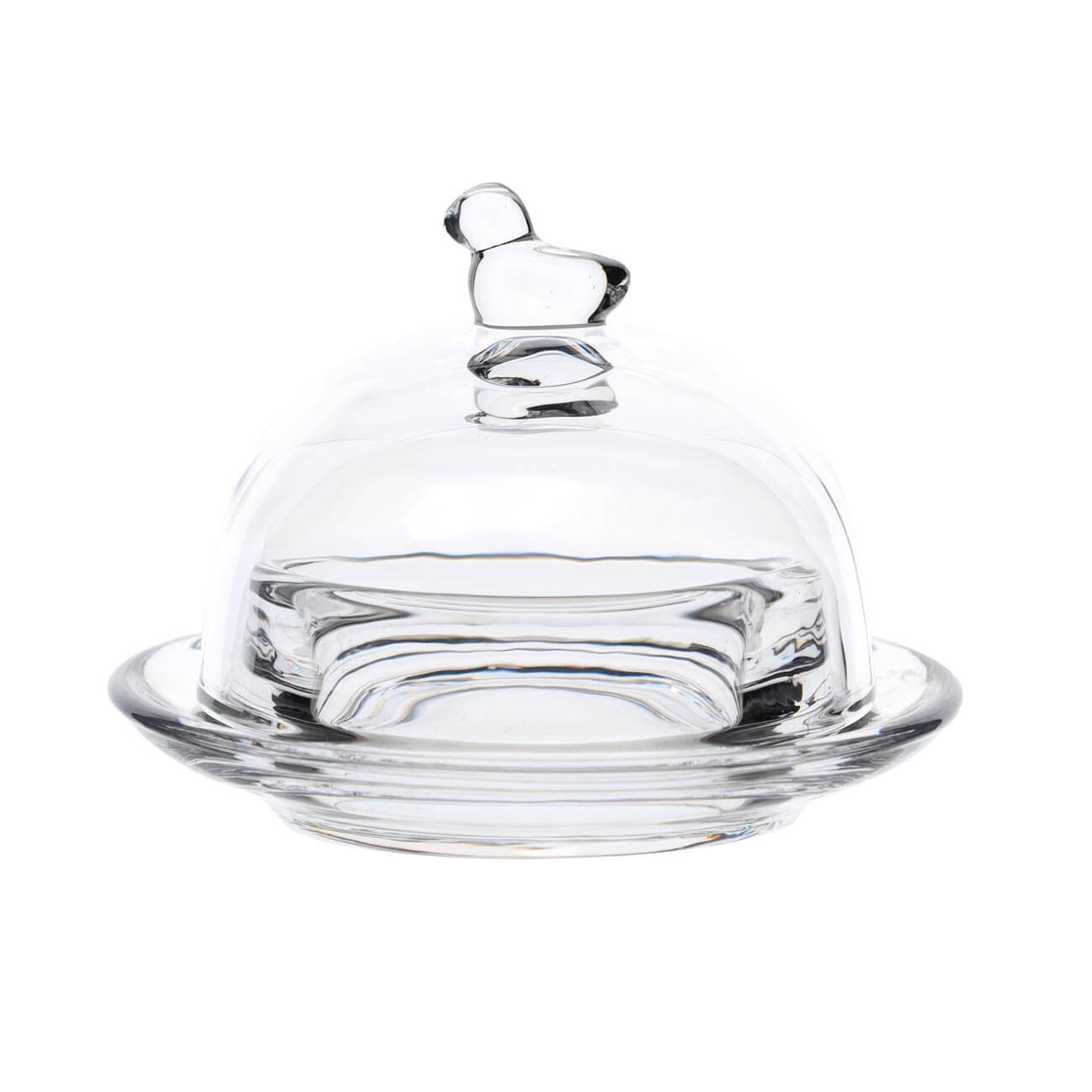 Caviar bowl, 9 cm, with lid, glass, Bird, Clear изображение № 1