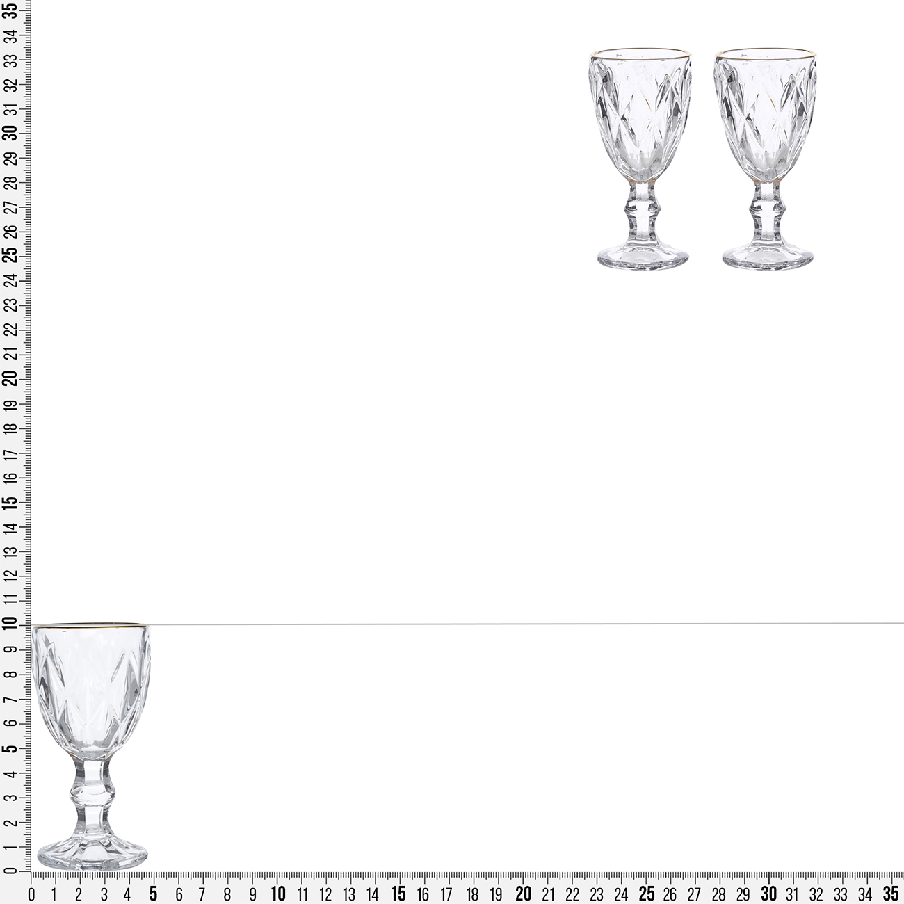 Shot glass, 50 ml, 2 pcs, glass R, with golden edging, Rhomb gold изображение № 4