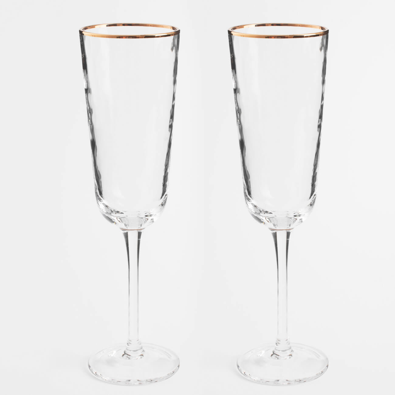 Champagne glass, 190 ml, 2 pcs, glass, with golden edging, Liomea gold изображение № 1