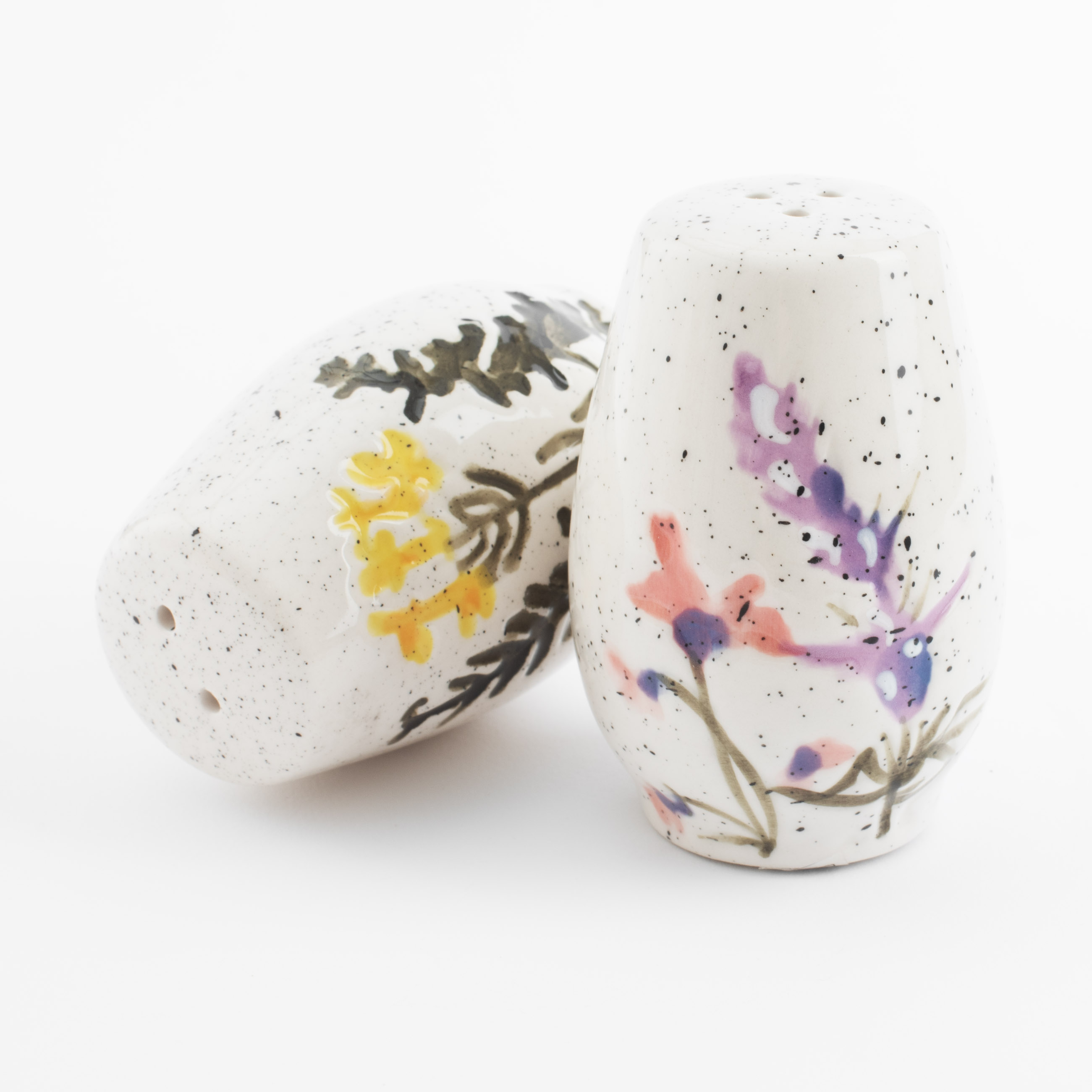 Salt and pepper set, 7 cm, ceramic, milky, speckled, Wildflowers, Meadow speckled изображение № 3