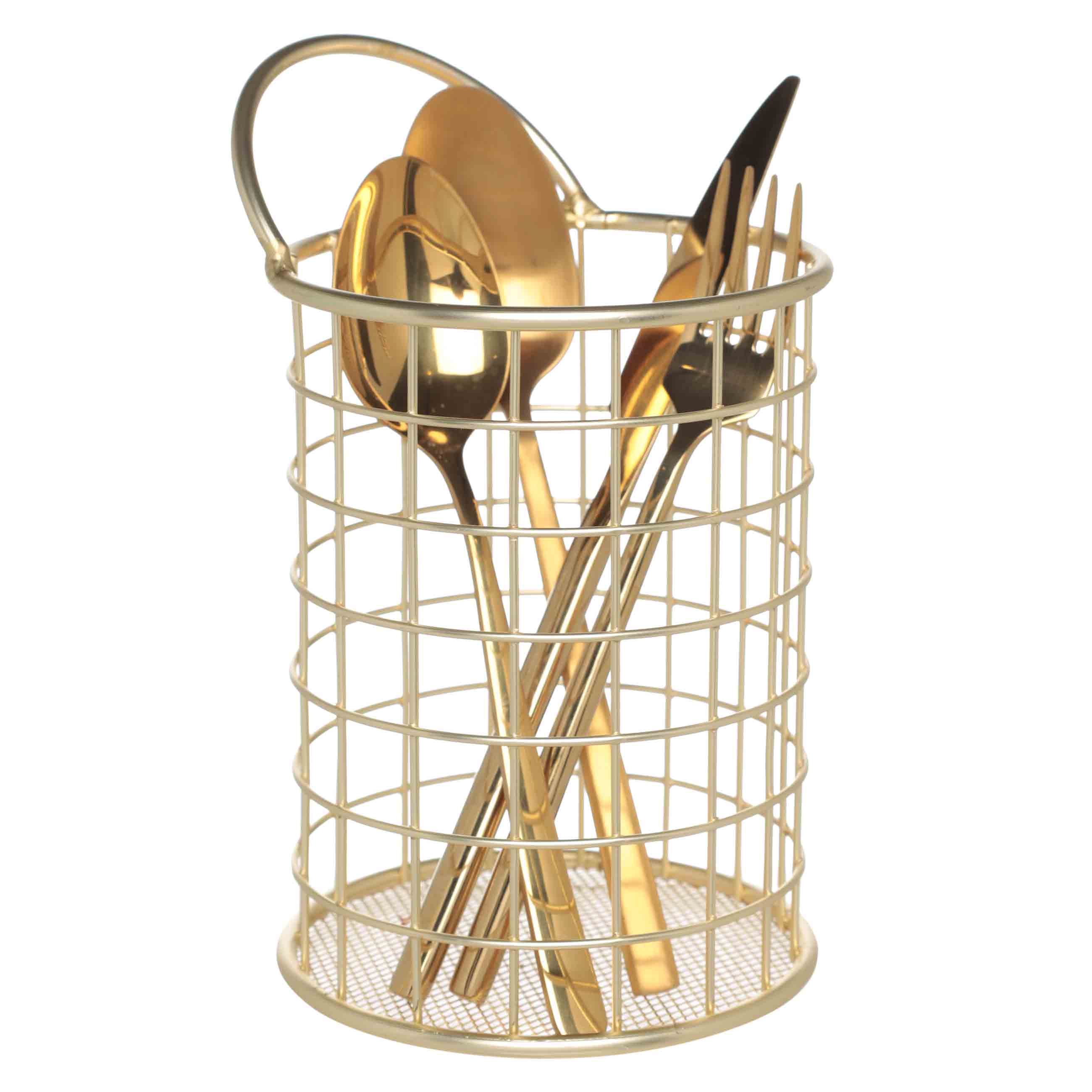Kitchen accessories stand, 13 cm, with handle, metal, gold, Twist gold  изображение № 4