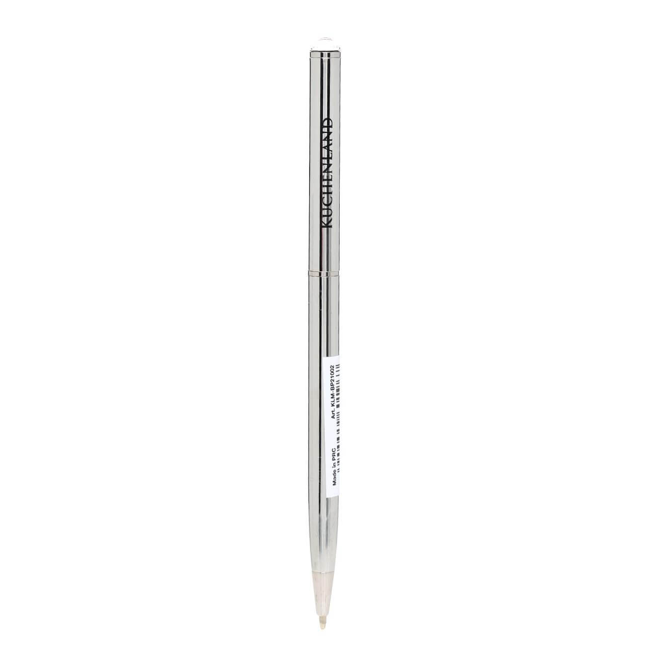 Ballpoint pen, 13 cm, with crystal, metal, silver, Draw изображение № 1