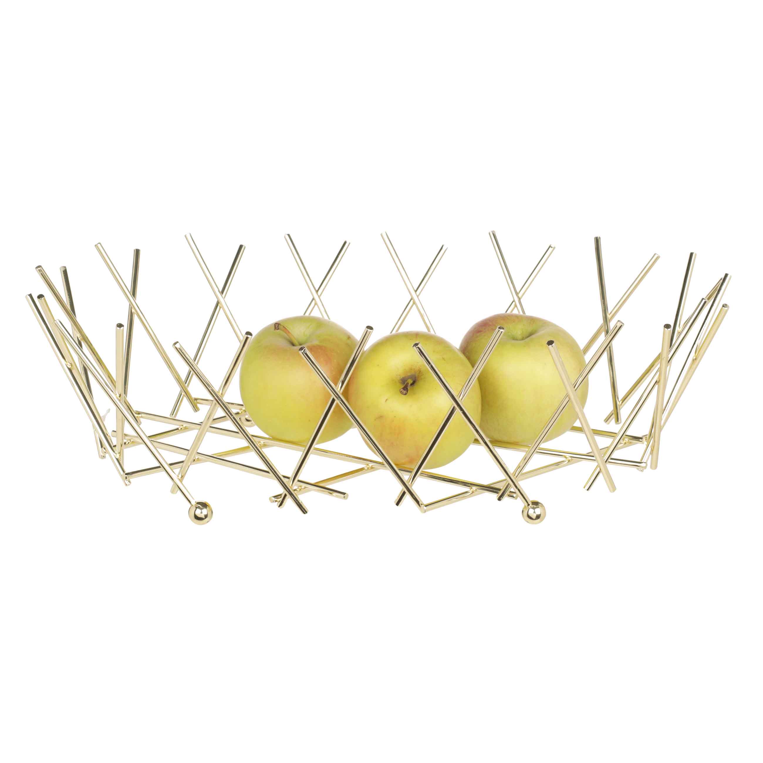 Fruit basket, 34 cm, metal, oval, golden, Twist gold изображение № 3