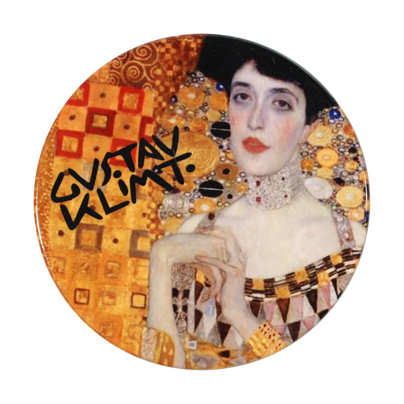 Mug stand, 11 cm, ceramic / cork, round, Gold Adele, Klimt, Art Adele изображение № 1