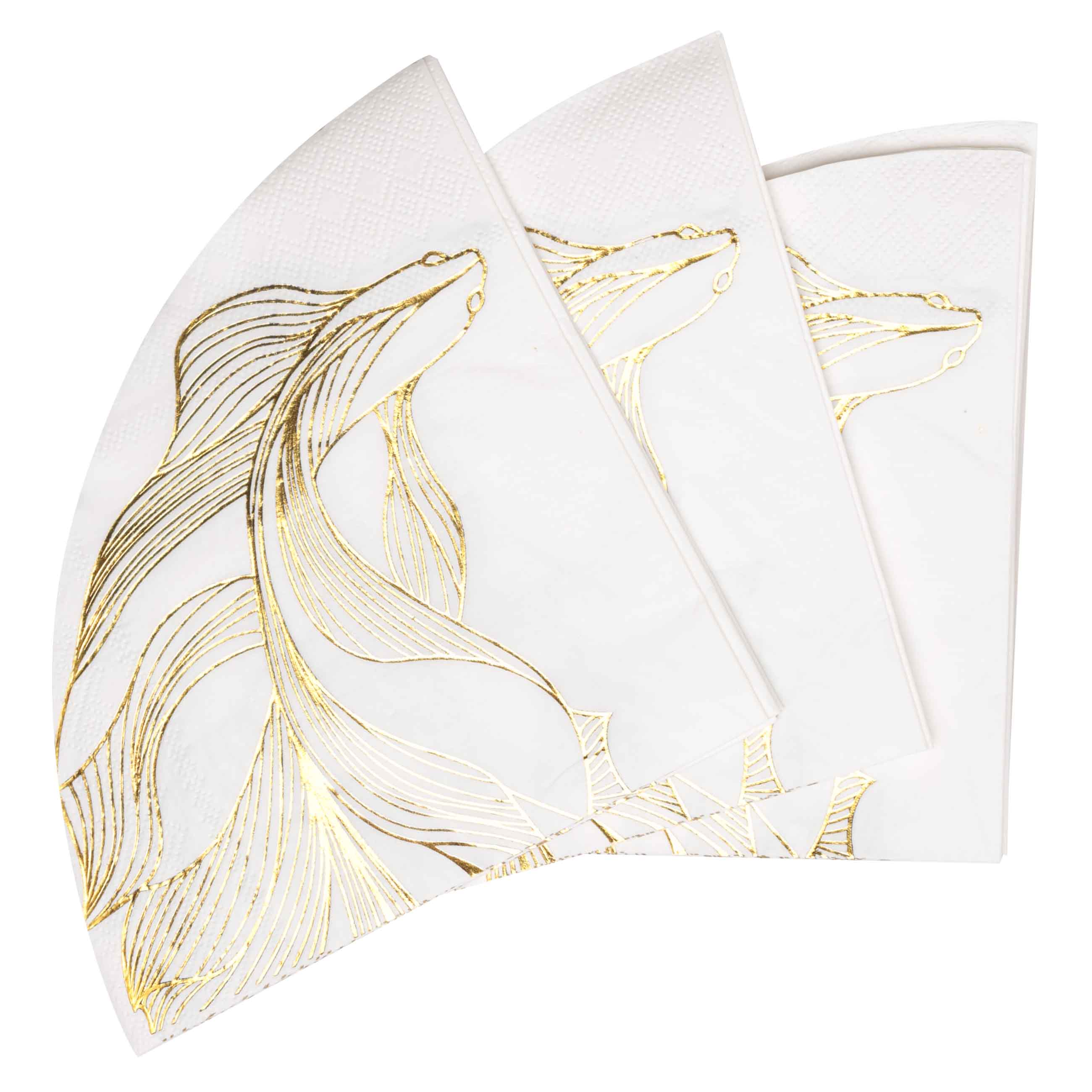 Paper napkins, 33 cm, 20 pcs, round, white, Fish, Goldfish изображение № 2