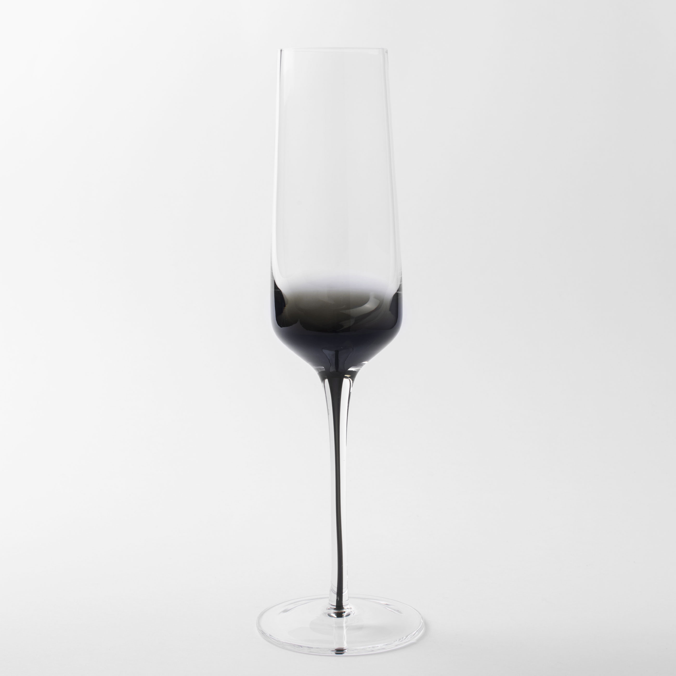 Champagne glass, 220 ml, 2 pcs, glass, gray gradient, Black leg, Stone изображение № 4