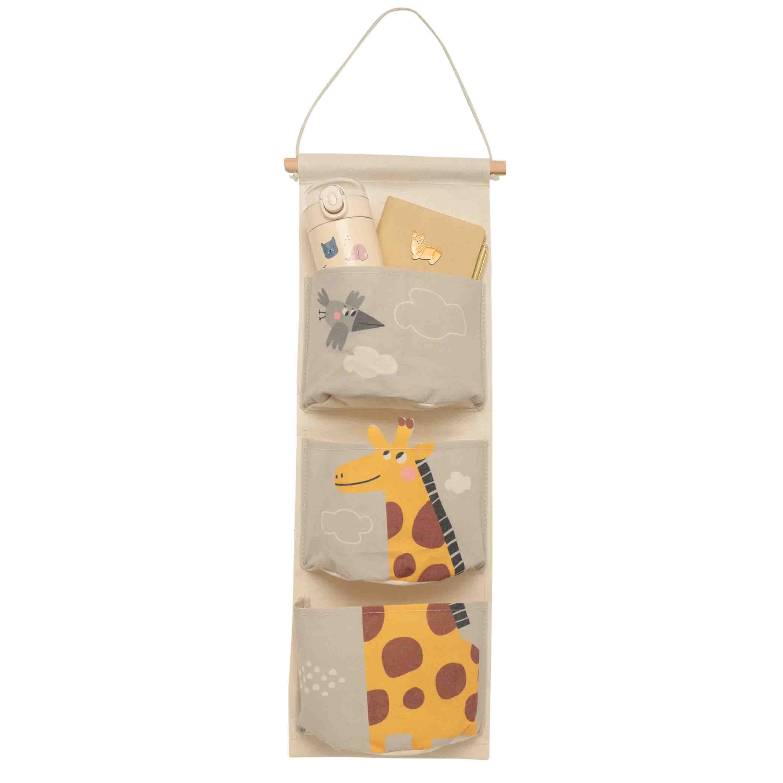 Children's organizer, 20x59 cm, 3 ыусешщты, hanging, cotton/polyester, Giraffe, Jungle изображение № 2