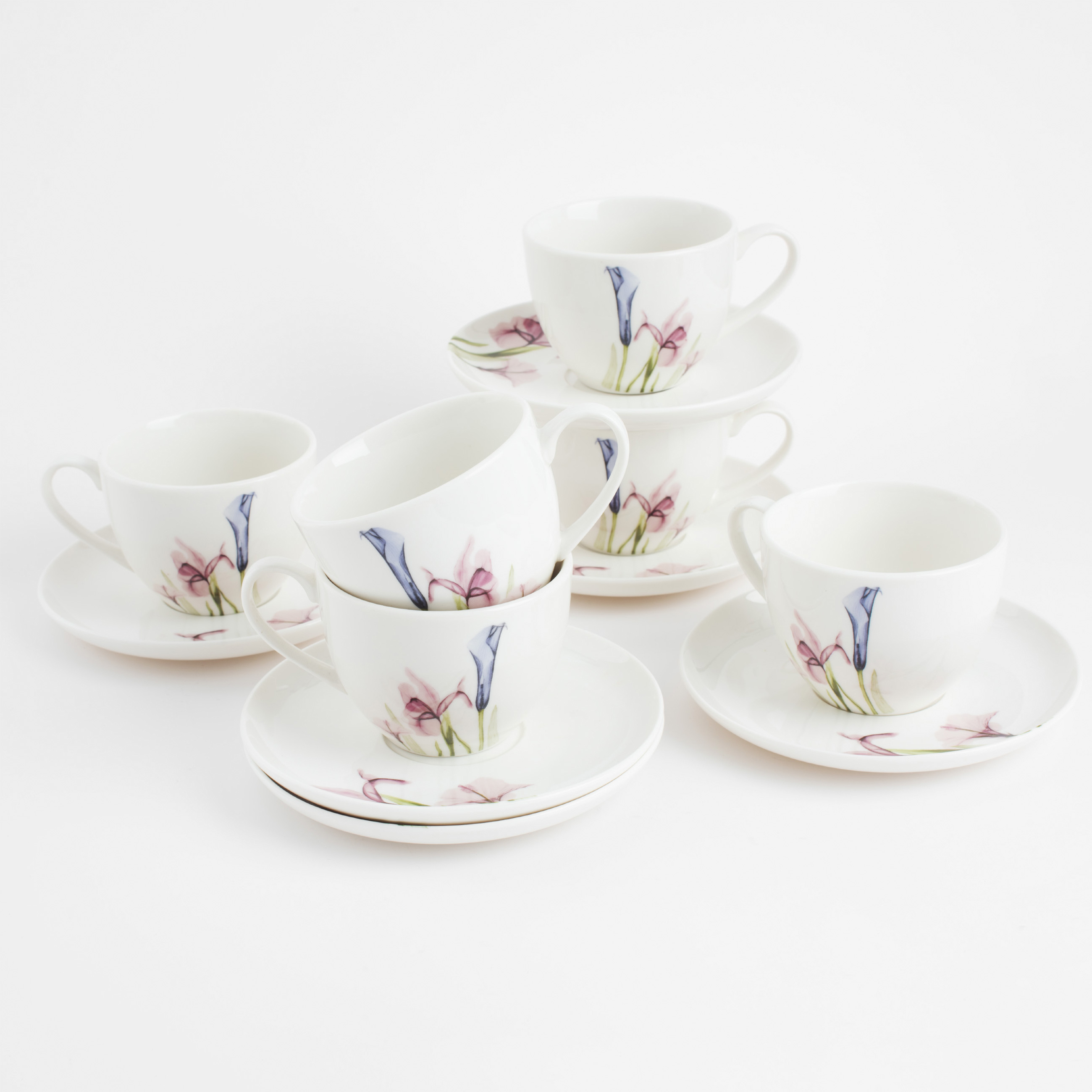 Tea pair, 6 persons, 12 items, 220 ml, porcelain N, white, Pastel flowers, Pastel flowers изображение № 2