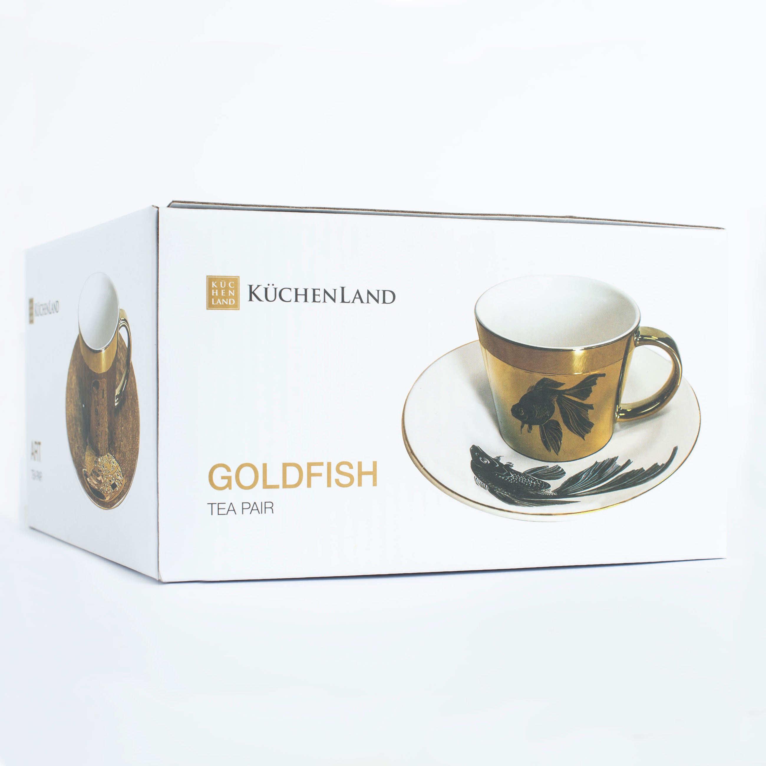 Tea pair, 1 pers, 2 items, 230 ml, porcelain P, white and golden, Fish, Goldfish изображение № 7