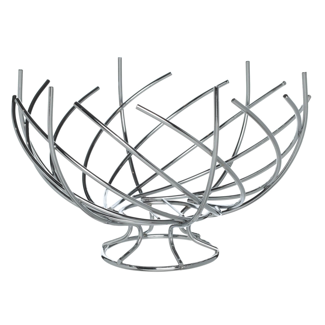 Fruit basket, 30 cm, on a leg, metal, silver, Twist silver изображение № 1